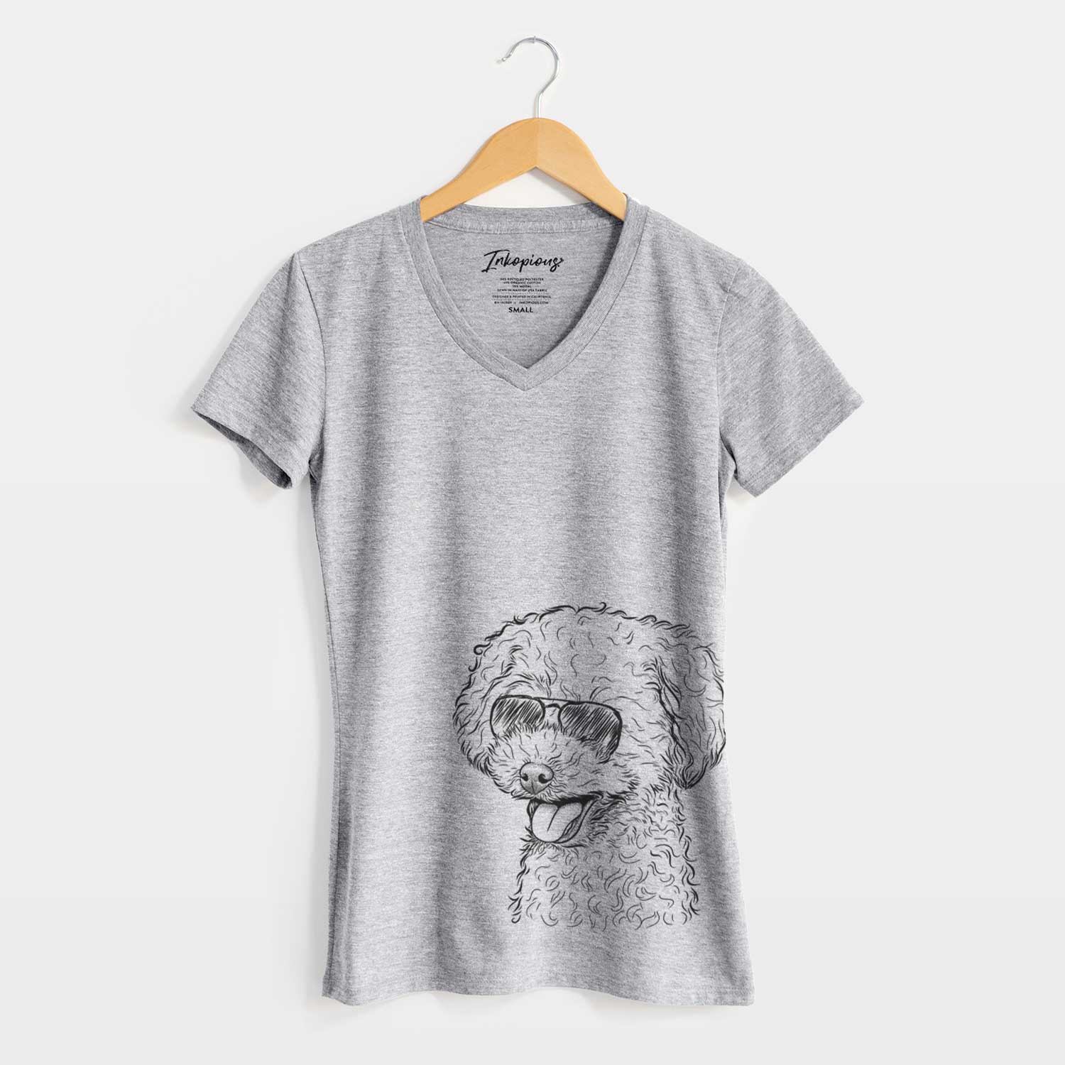 Aviator Rocky the Teacup Poodle - Women's V-neck Shirt