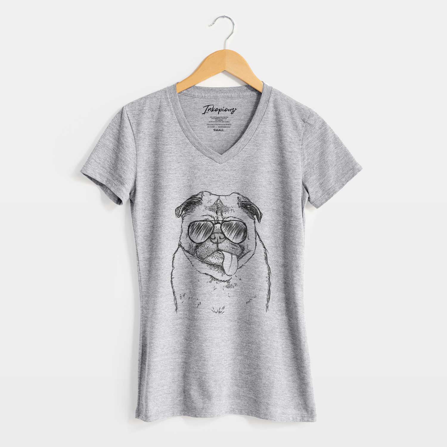 Aviator Rosie the Pug - Women's V-neck Shirt