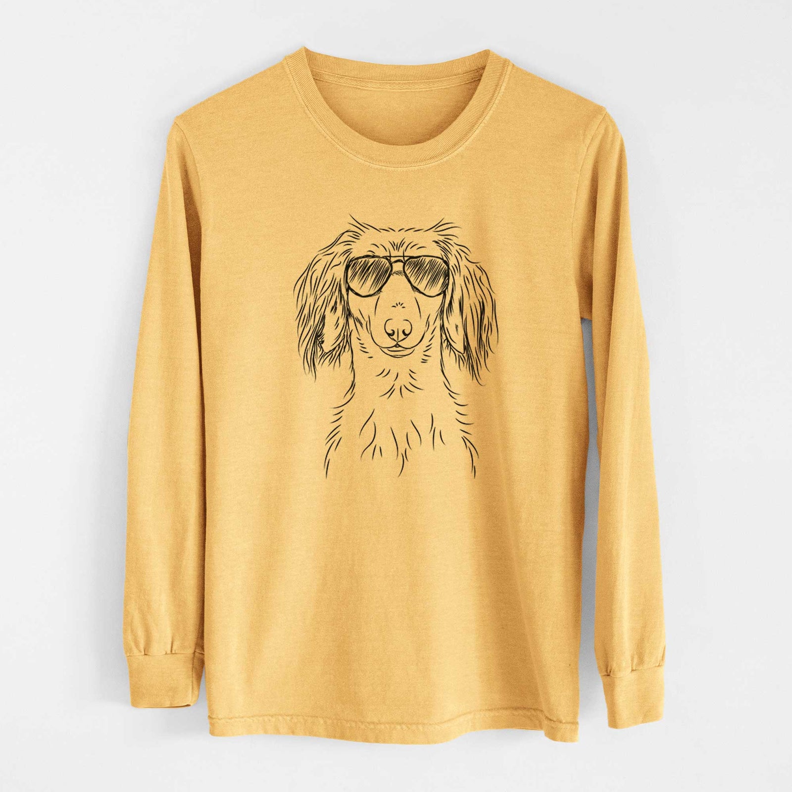 Aviators Roux the Long Haired Dachshund - Heavyweight 100% Cotton Long Sleeve