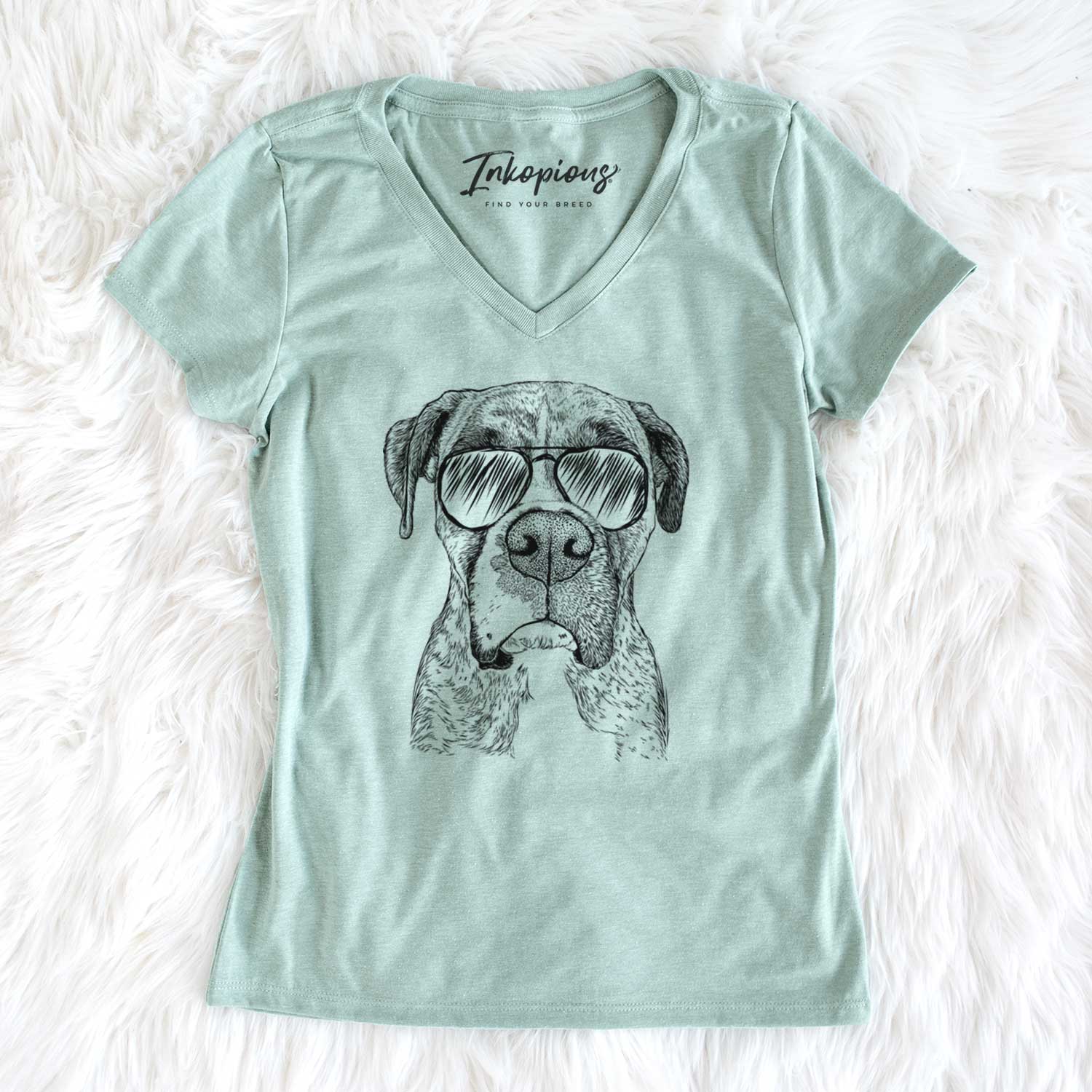 Aviator Rowdy Rex the Boxer - Women's V-neck Shirt