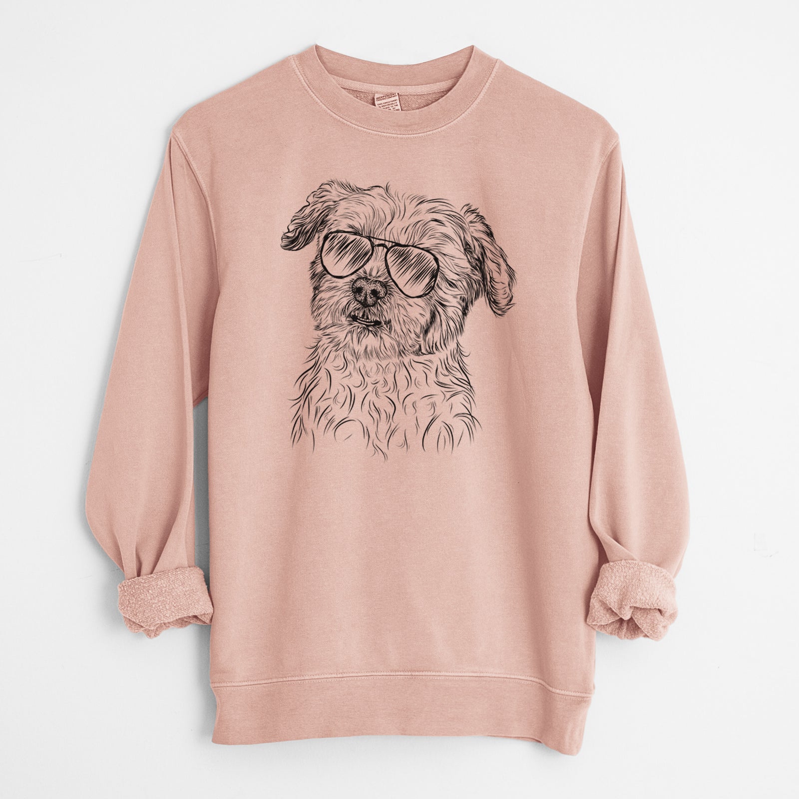 Aviator Roxie the Schnauzer Shih Tzu Mix - Unisex Pigment Dyed Crew Sweatshirt