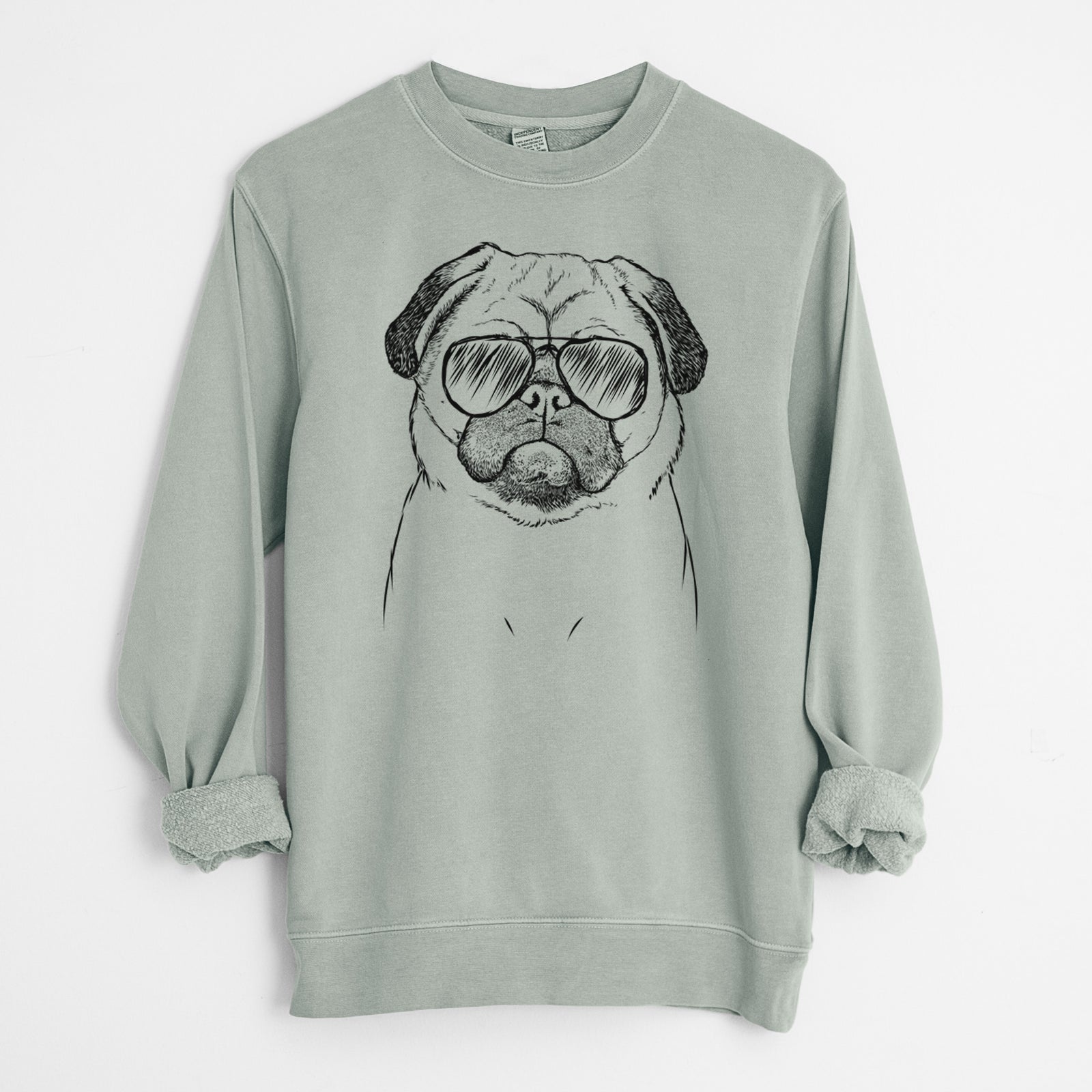 Aviator Ruby the Pug - Unisex Pigment Dyed Crew Sweatshirt