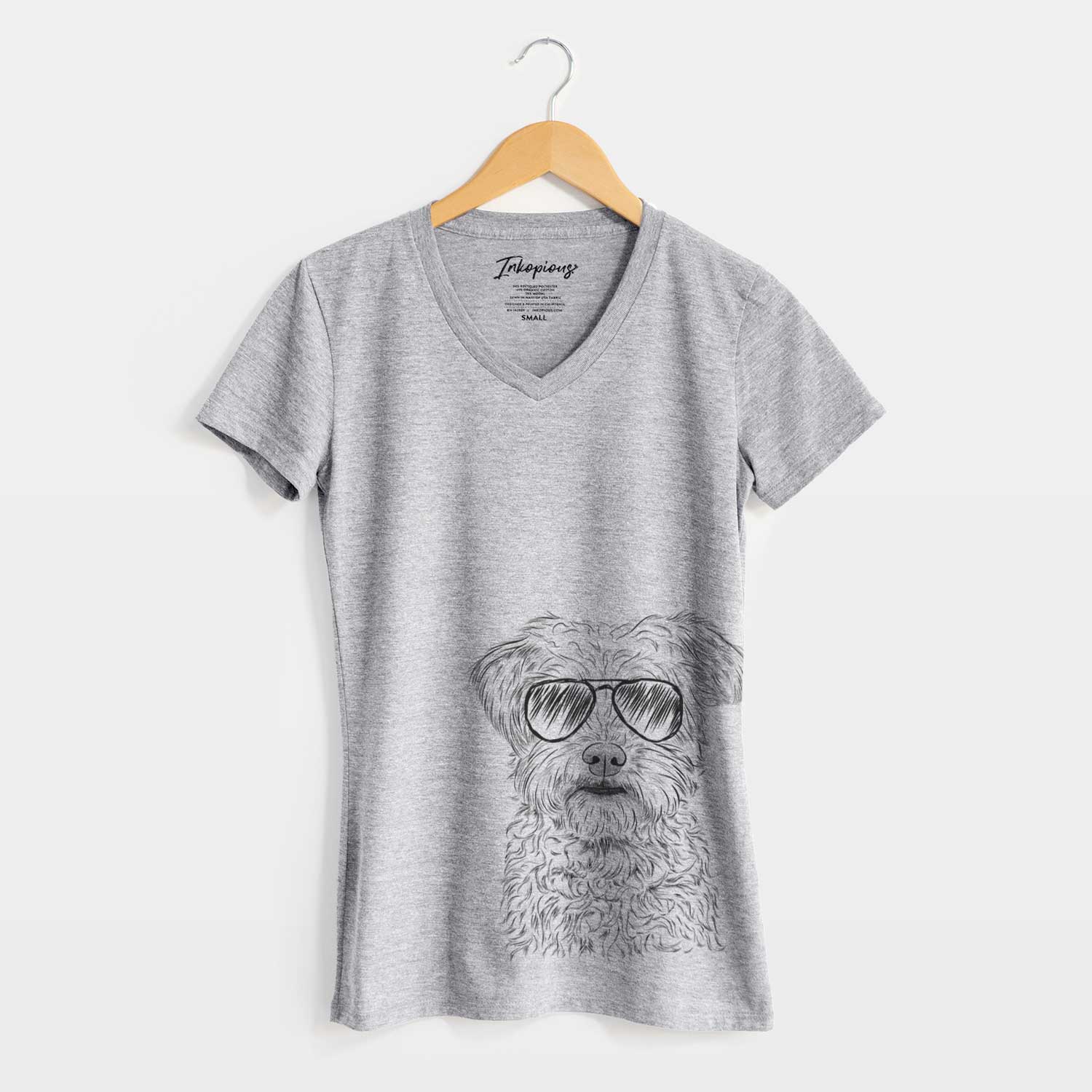 Aviator Rudy the Schnoodle - Women's V-neck Shirt