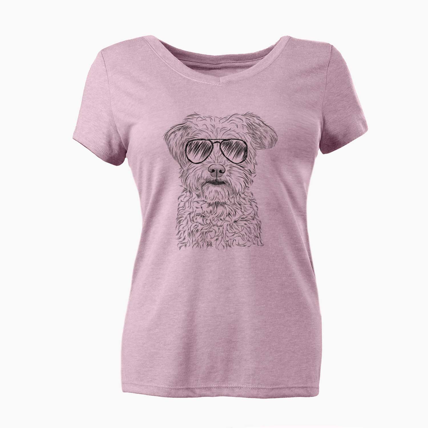 Aviator Rudy the Schnoodle - Women's V-neck Shirt