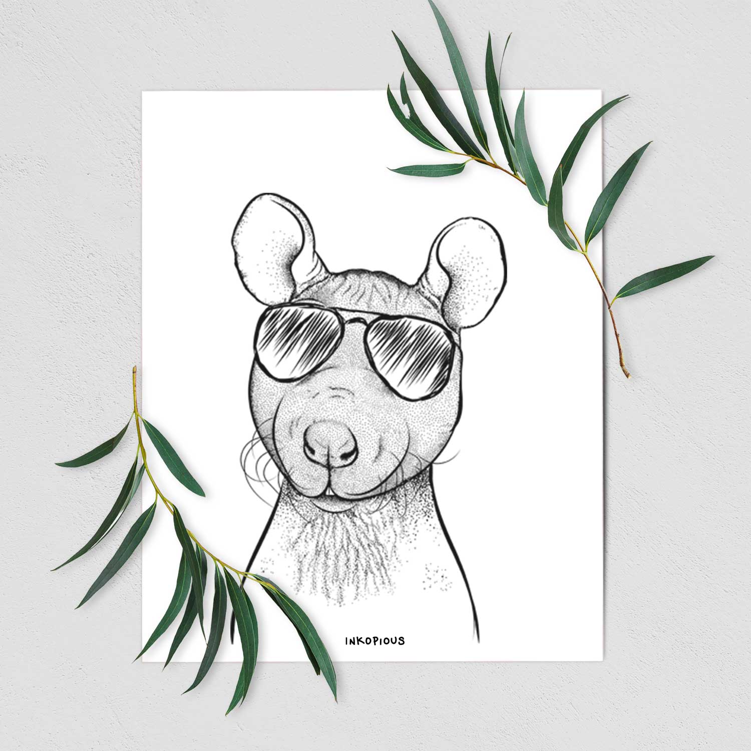 Ruthie the Hairless Rat Art Print