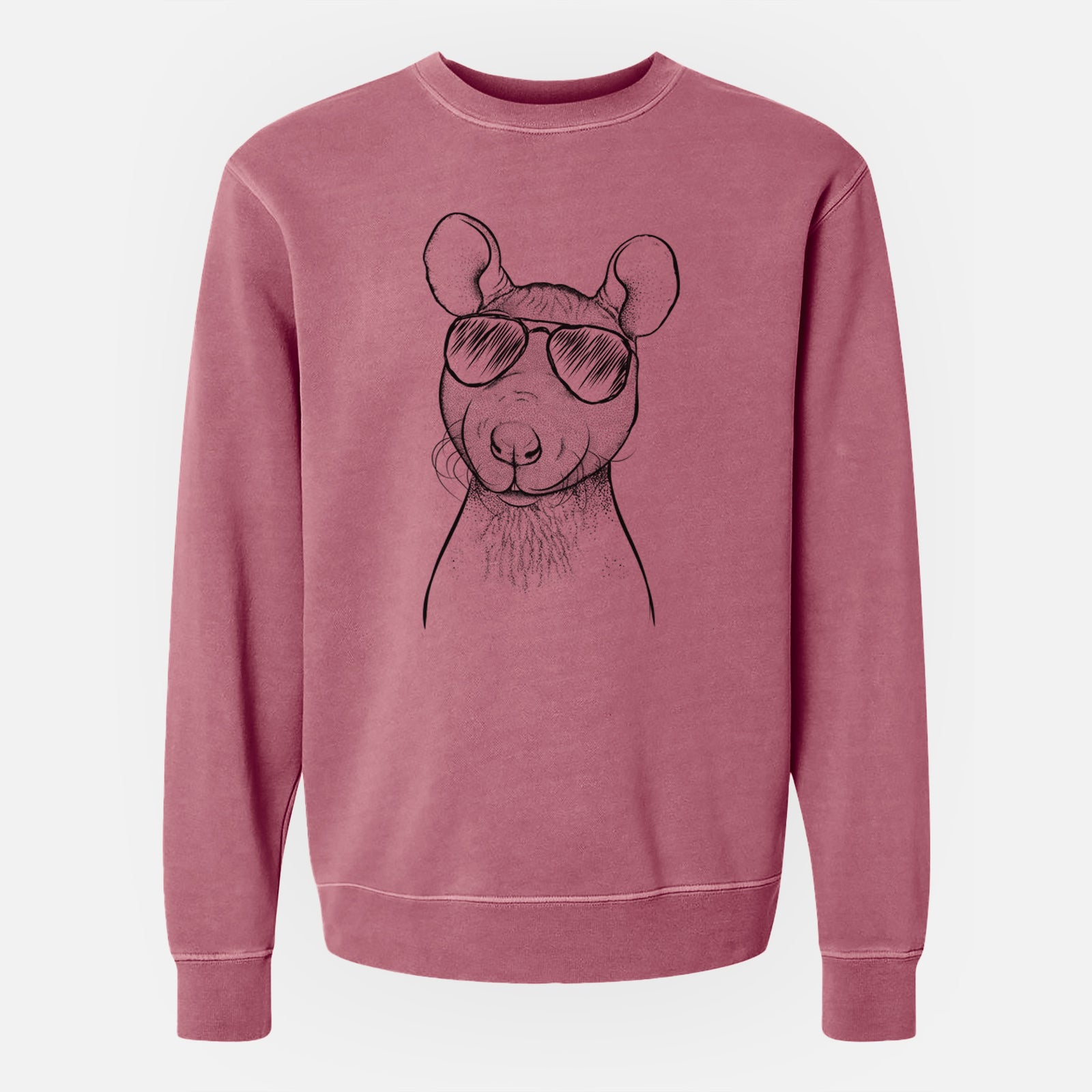 Aviator Ruthie the Hairless Rat - Unisex Pigment Dyed Crew Sweatshirt