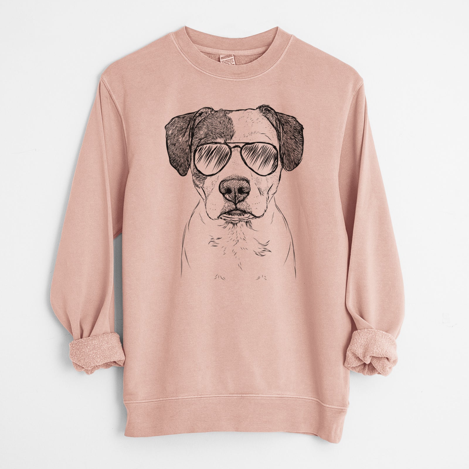 Aviator Ryleigh the Beagle Pitbull Mix - Unisex Pigment Dyed Crew Sweatshirt