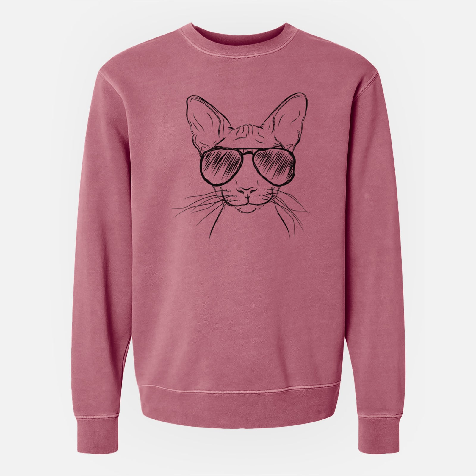 Aviator Sammy the Spinx Cat - Unisex Pigment Dyed Crew Sweatshirt