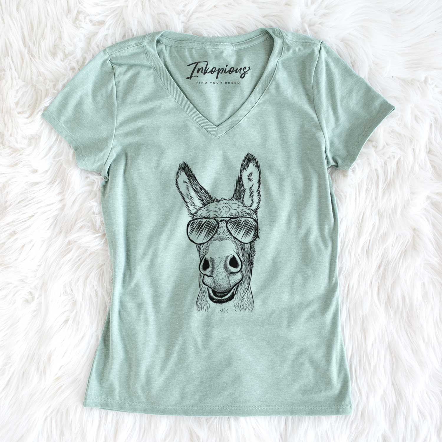 Aviator Samule the Donkey - Women's V-neck Shirt