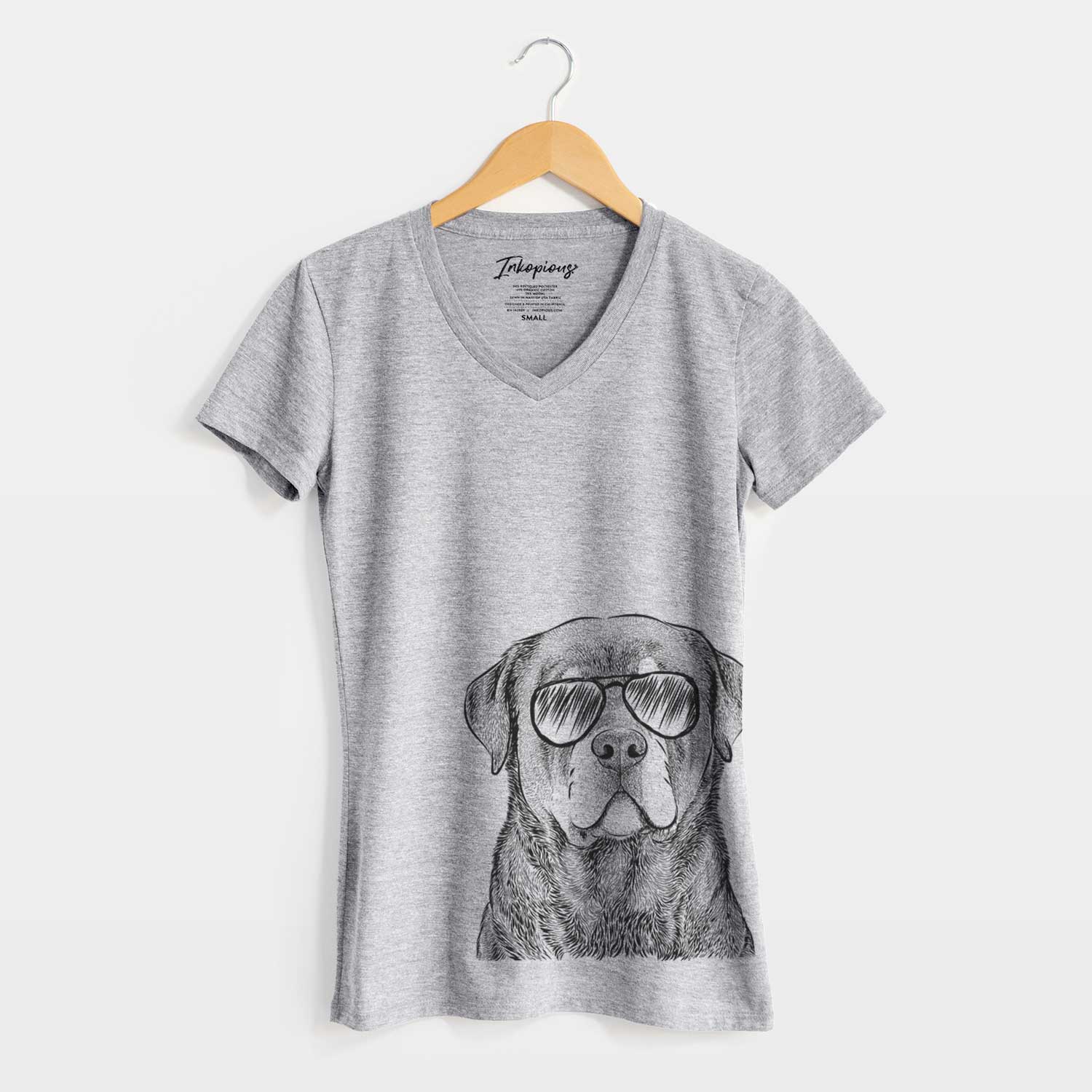 Aviator Sarge the Rottweiler - Women's V-neck Shirt