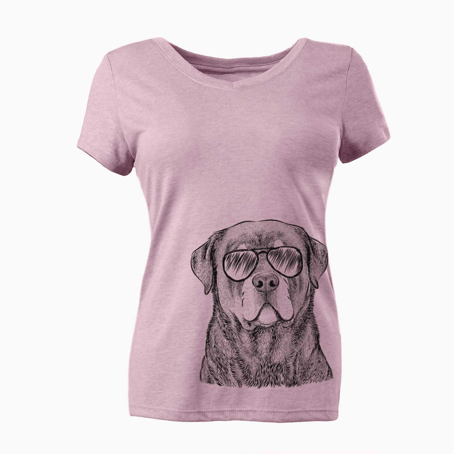Aviator Sarge the Rottweiler - Women's V-neck Shirt
