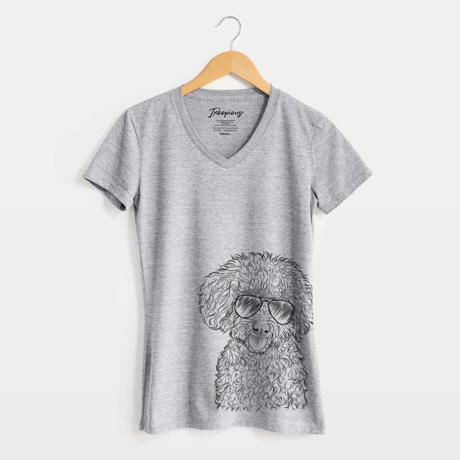 Aviator Satsu the Micro Teacup Poodle - Women's V-neck Shirt
