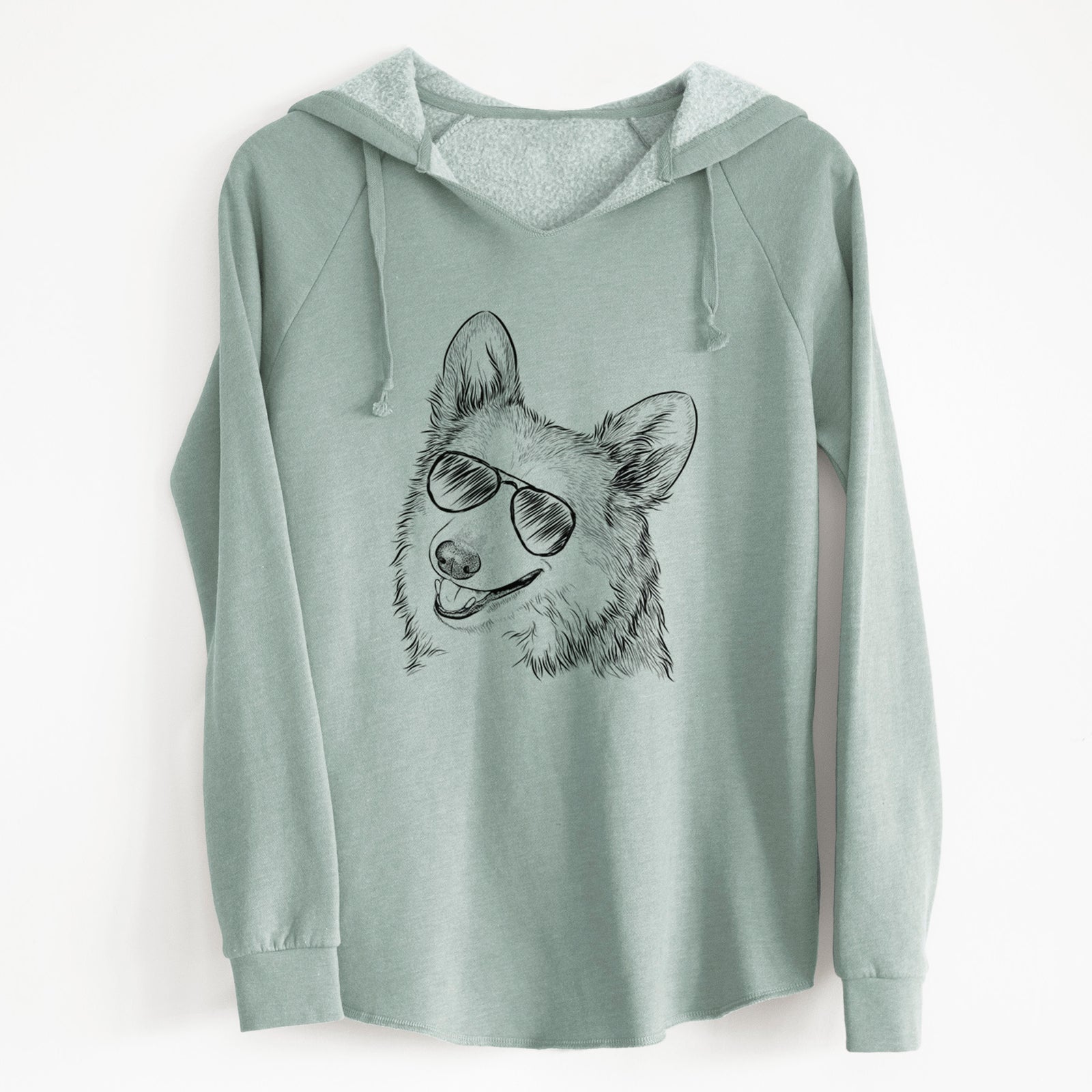 Aviator Scout the Pembroke Welsh Corgi - Cali Wave Hooded Sweatshirt