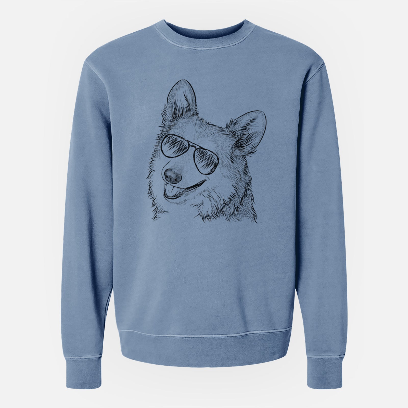 Aviator Scout the Pembroke Welsh Corgi - Unisex Pigment Dyed Crew Sweatshirt