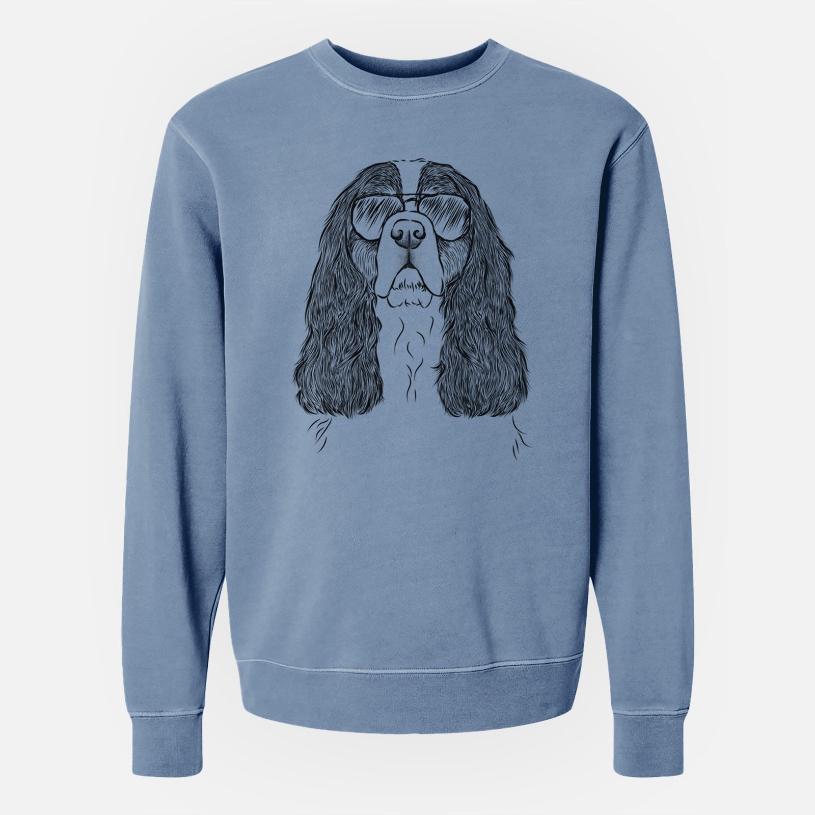 Aviator Sebastian the Cavalier King Charles Spaniel - Unisex Pigment Dyed Crew Sweatshirt