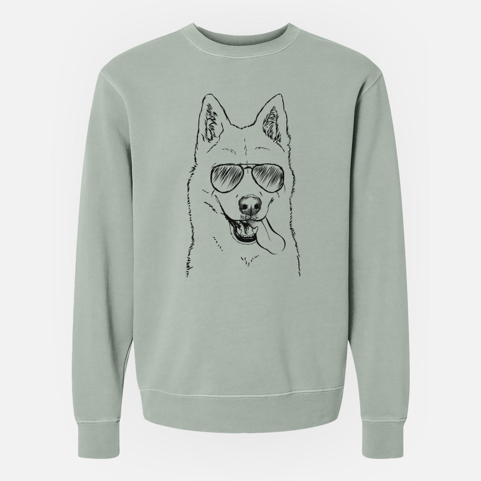 Aviator Sinatra the Siberian Husky - Unisex Pigment Dyed Crew Sweatshirt