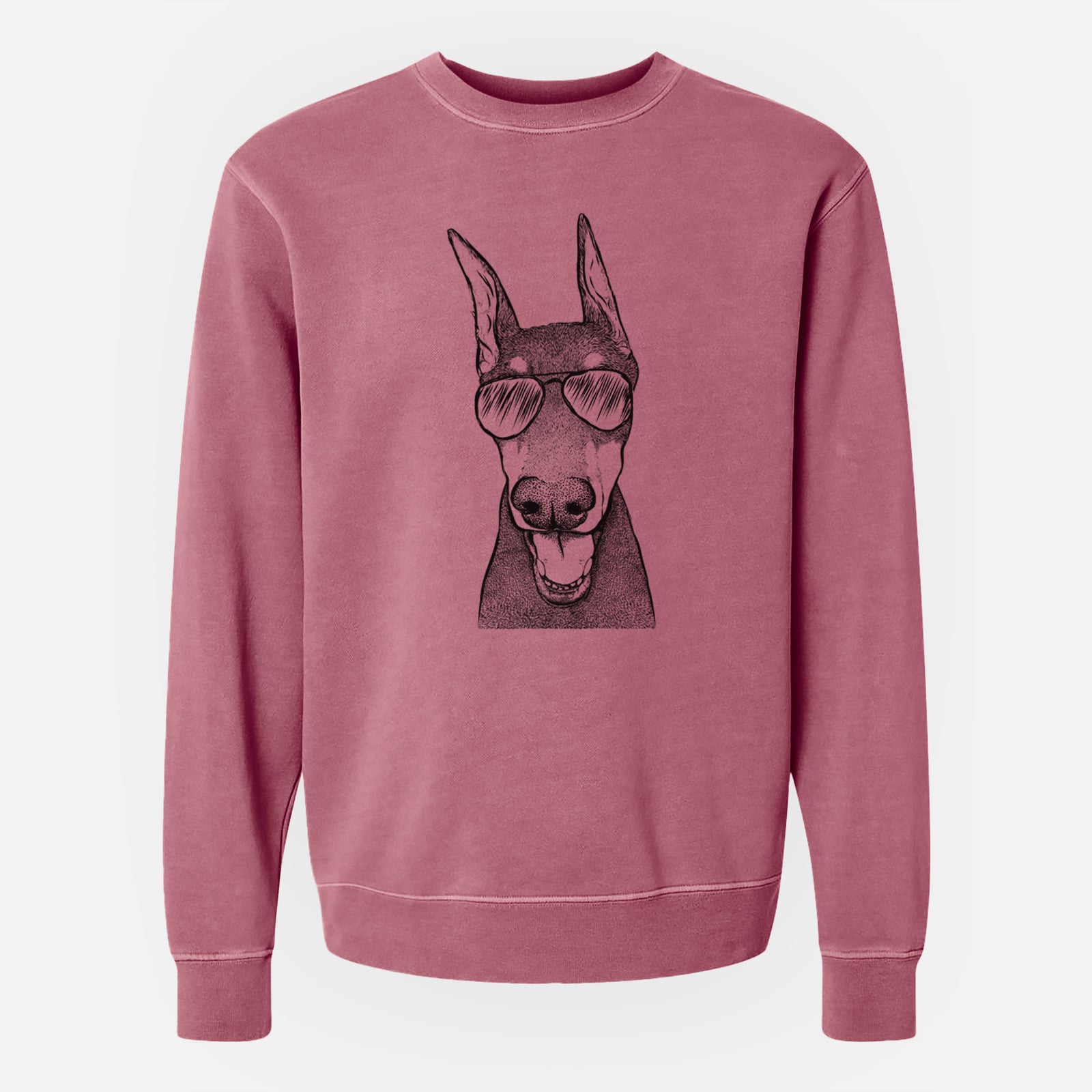 Aviator Sir Duke the Doberman Pinscher - Unisex Pigment Dyed Crew Sweatshirt