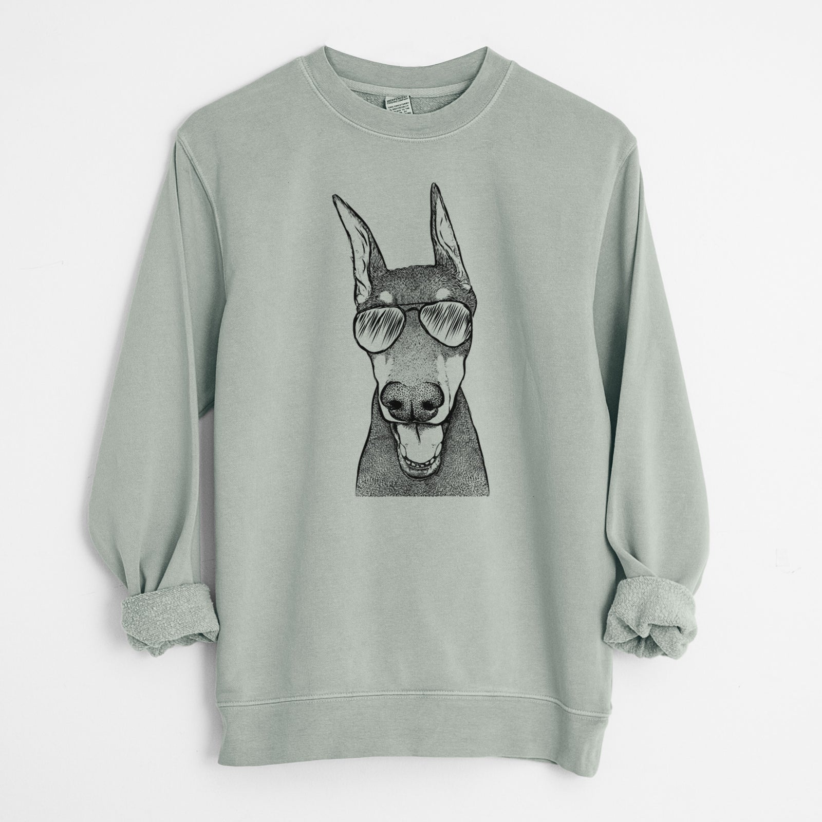 Aviator Sir Duke the Doberman Pinscher - Unisex Pigment Dyed Crew Sweatshirt