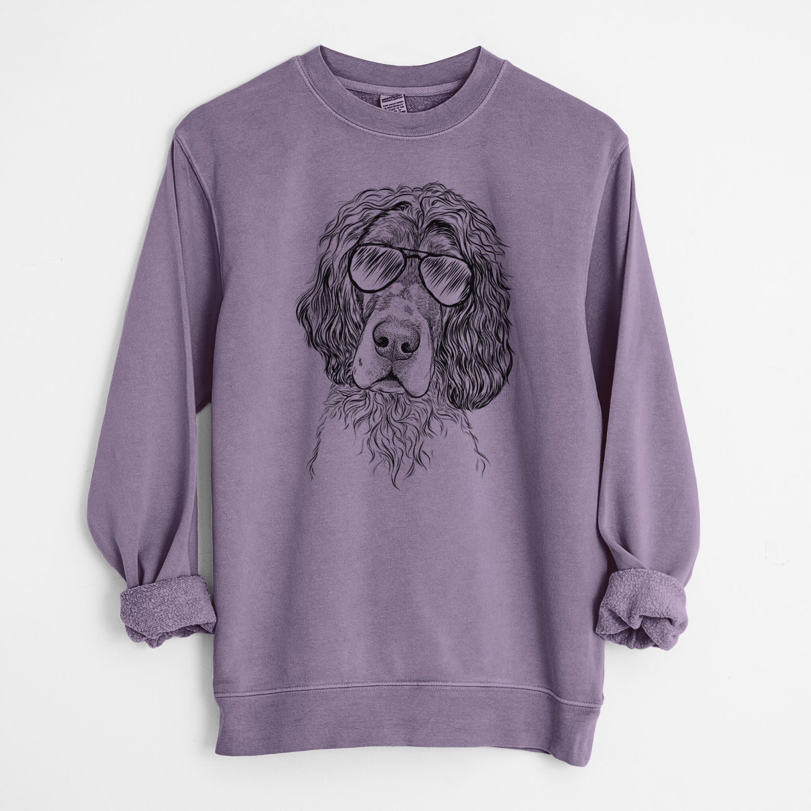 Aviator Sir Rexford the Blue Belton English Setter - Unisex Pigment Dyed Crew Sweatshirt