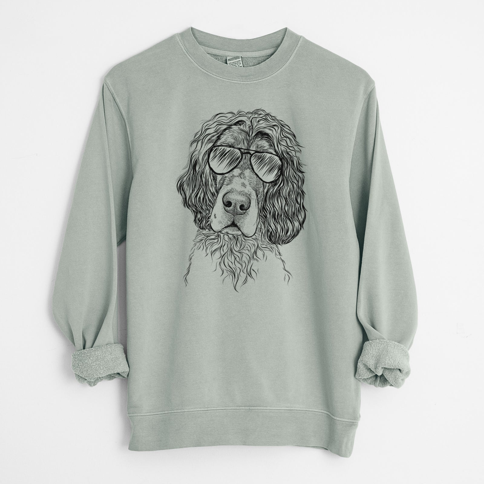 Aviator Sir Rexford the Blue Belton English Setter - Unisex Pigment Dyed Crew Sweatshirt