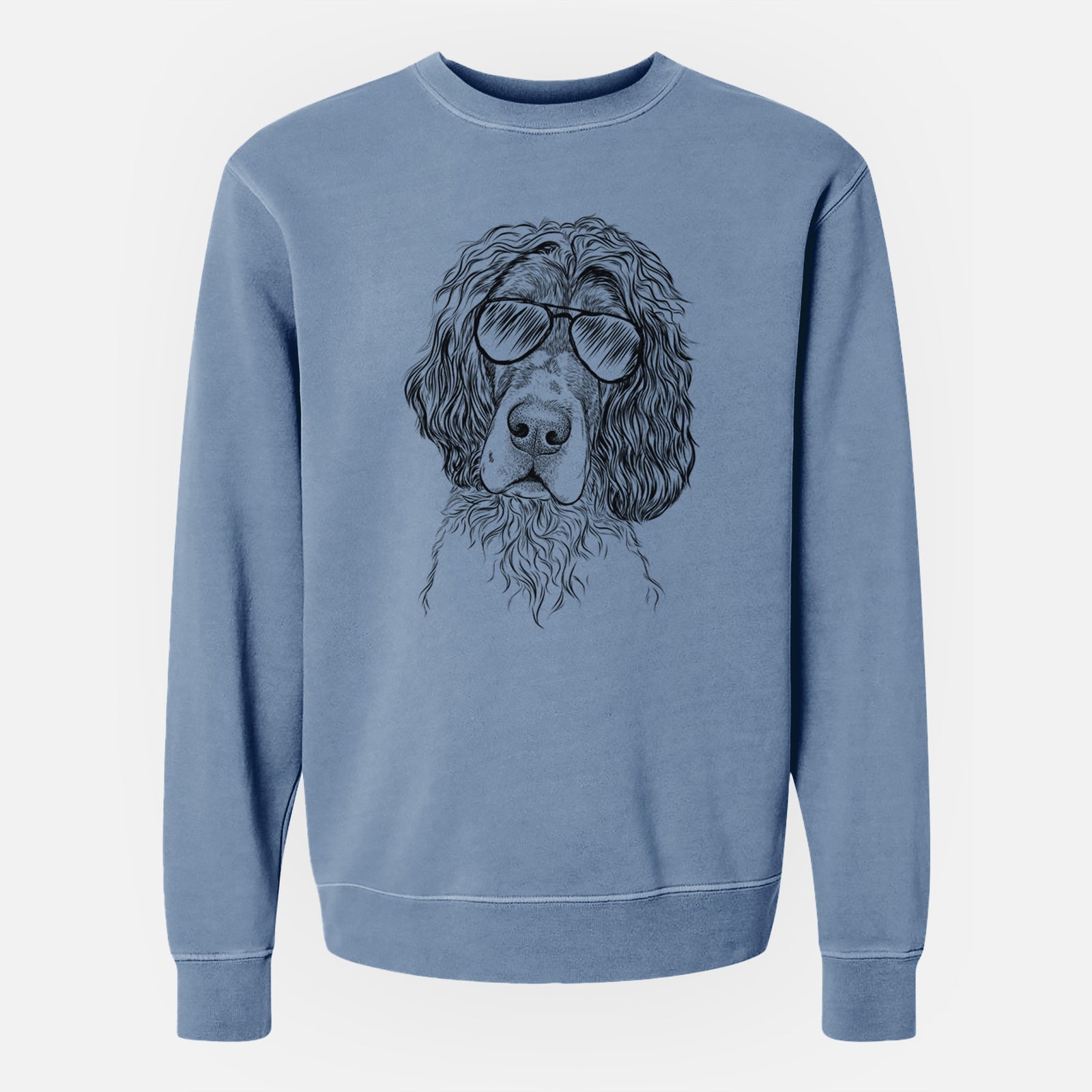Aviator Sir Rexford the Blue Belton English Setter - Unisex Pigment Dyed Crew Sweatshirt