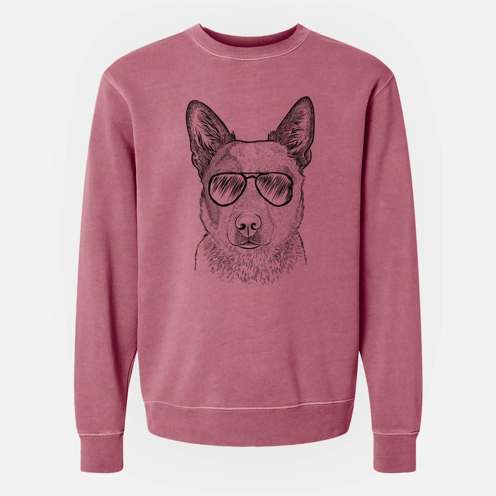 Aviator Snap the Australian Cattle Dog - Unisex Pigment Dyed Crew Sweatshirt