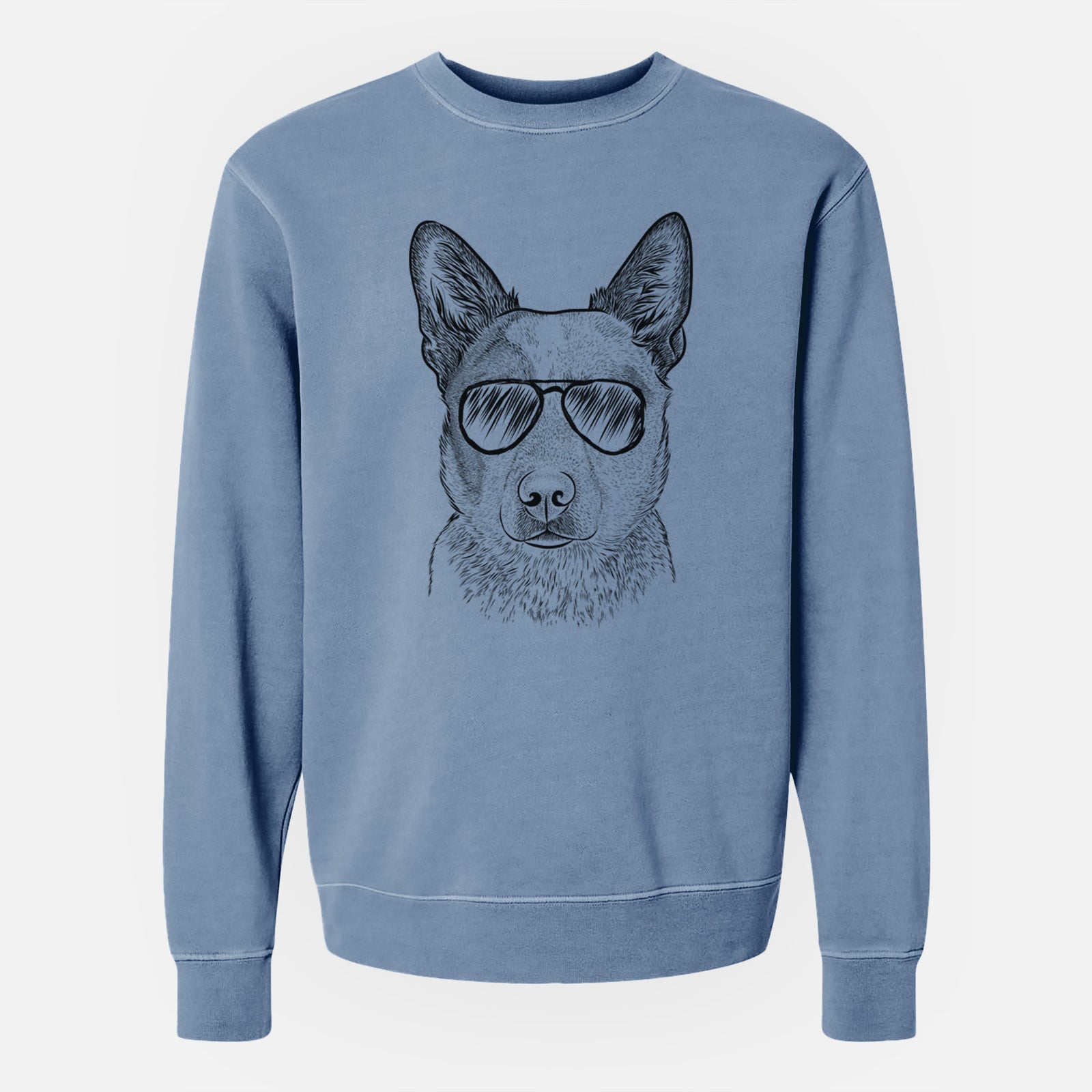Aviator Snap the Australian Cattle Dog - Unisex Pigment Dyed Crew Sweatshirt