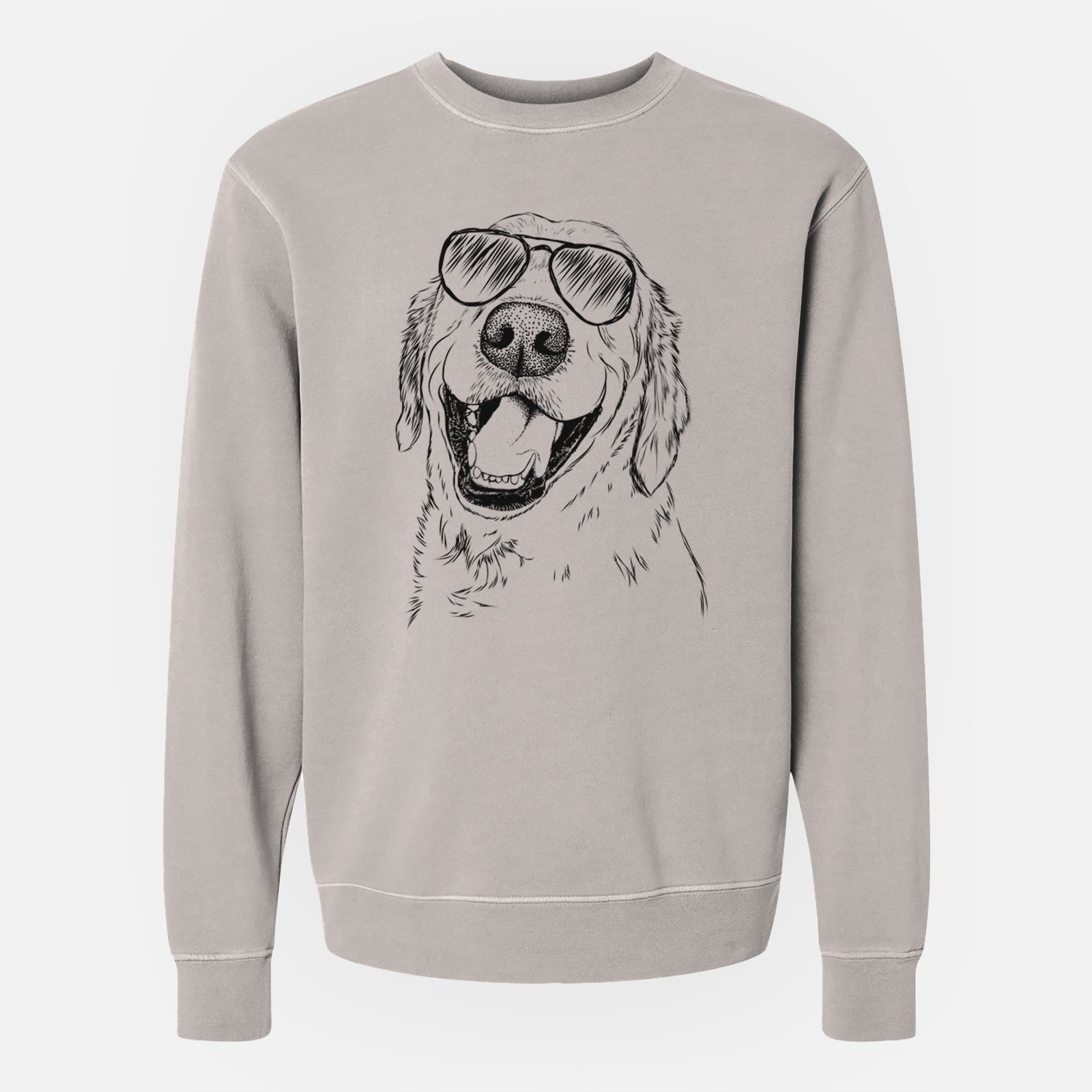 Aviator Spanky the Golden Retriever - Unisex Pigment Dyed Crew Sweatshirt