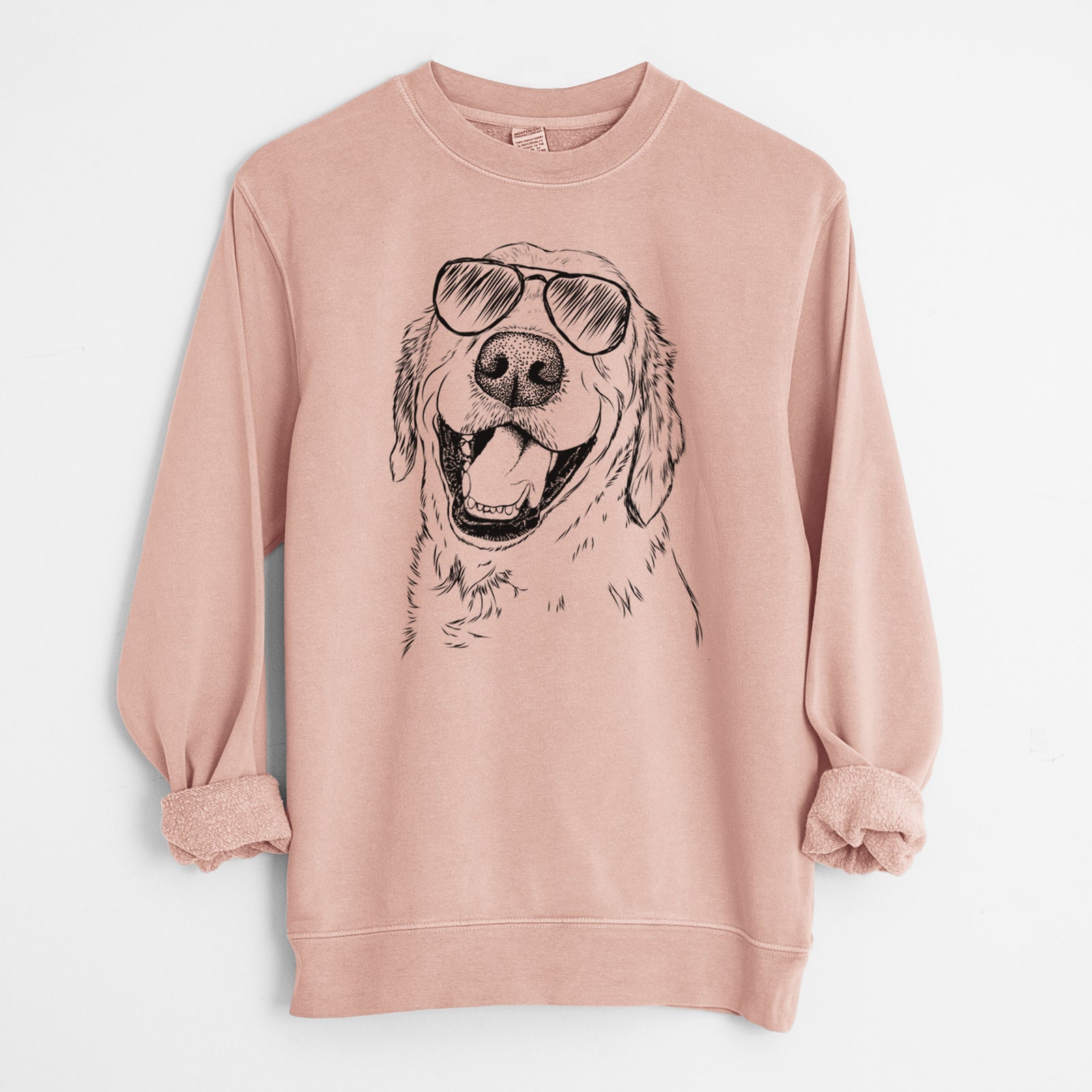 Aviator Spanky the Golden Retriever - Unisex Pigment Dyed Crew Sweatshirt