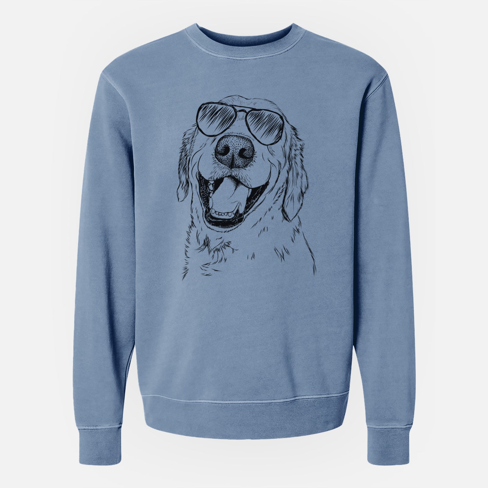 Aviator Spanky the Golden Retriever - Unisex Pigment Dyed Crew Sweatshirt