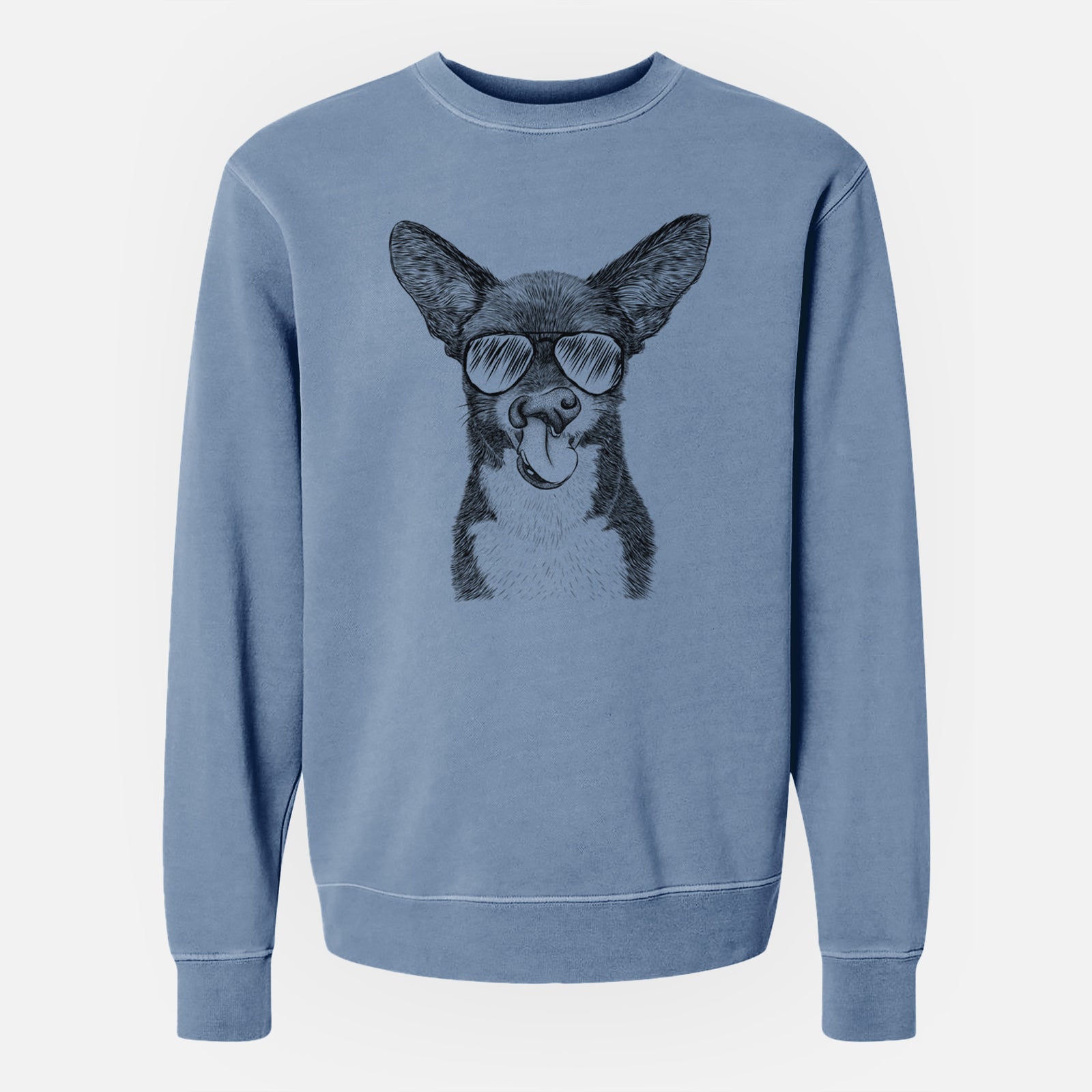 Aviator Sprout the Chihuahua Mix - Unisex Pigment Dyed Crew Sweatshirt