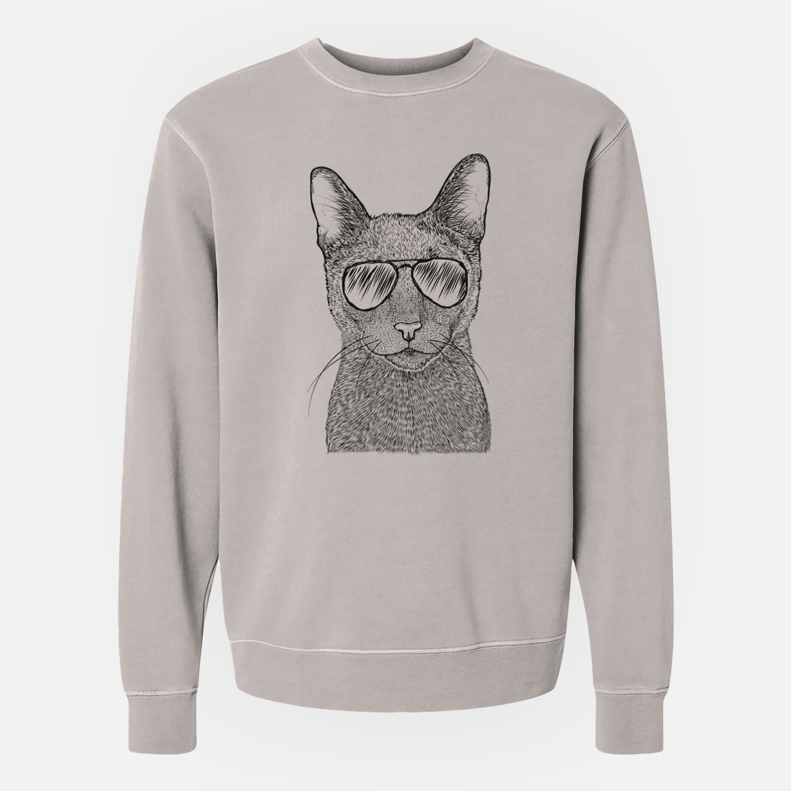 Aviator Stanley the Russian Blue Cat - Unisex Pigment Dyed Crew Sweatshirt