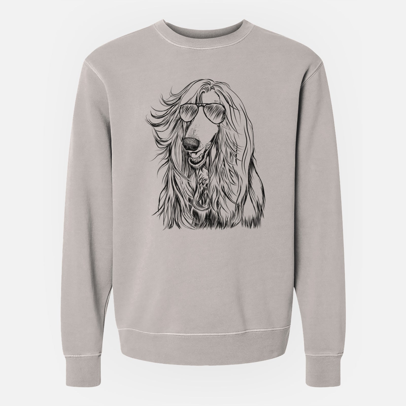 Aviator Sterling the Afghan Hound - Unisex Pigment Dyed Crew Sweatshirt
