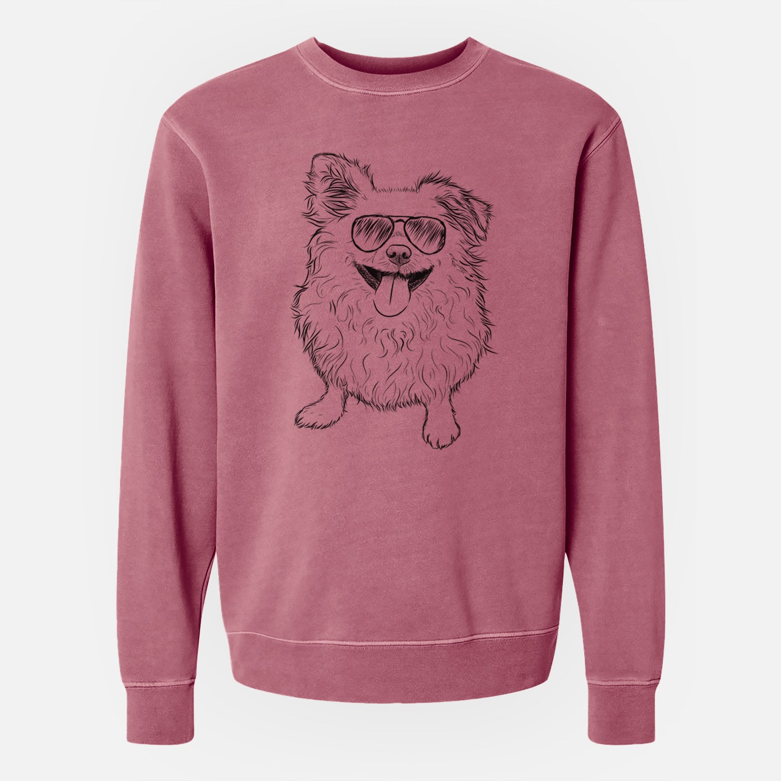 Aviator Stuart the Longhaired Chihuahua - Unisex Pigment Dyed Crew Sweatshirt