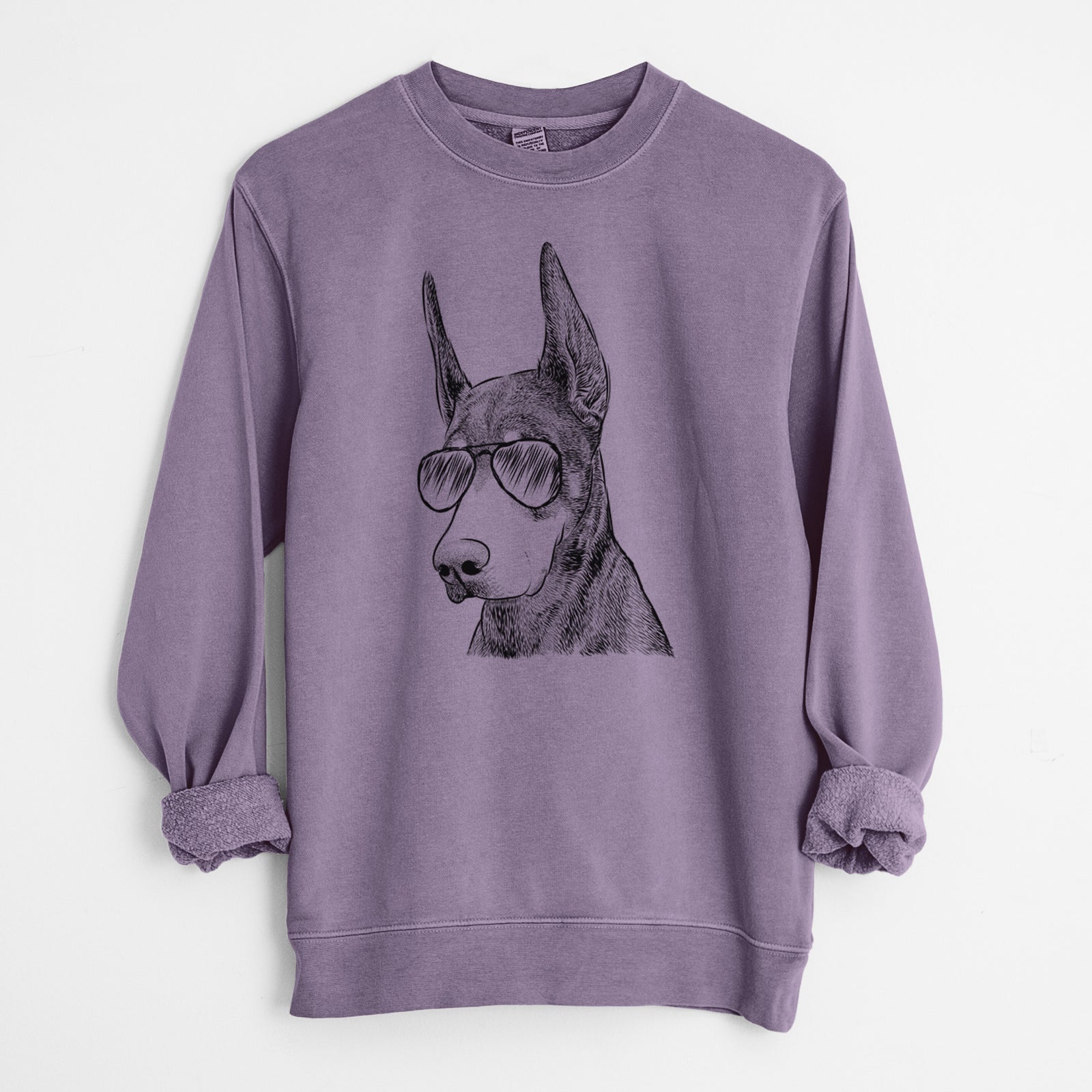 Aviator Sunny the Doberman Pinscher - Unisex Pigment Dyed Crew Sweatshirt