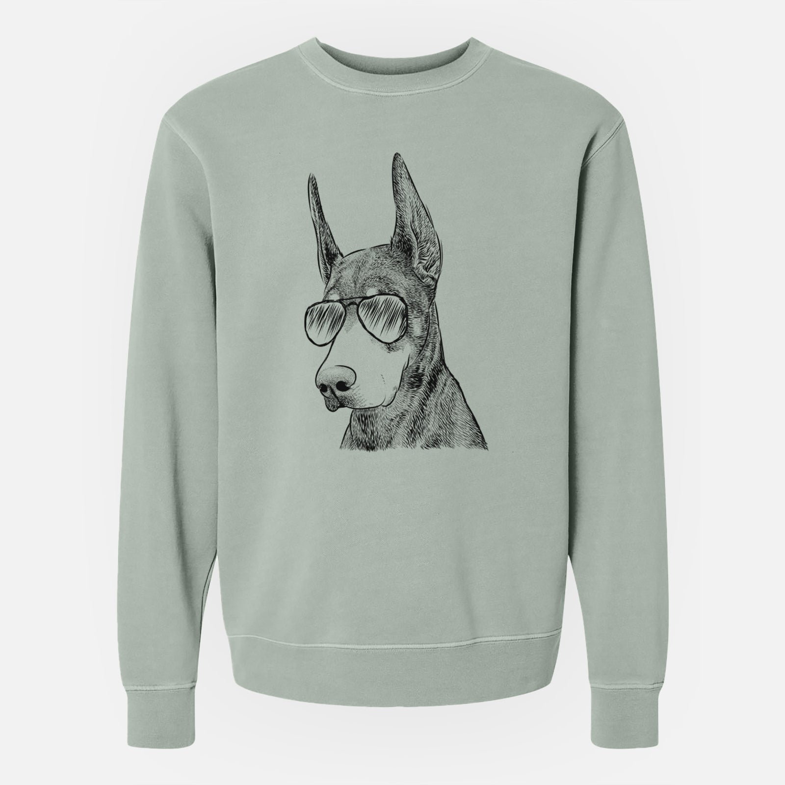 Aviator Sunny the Doberman Pinscher - Unisex Pigment Dyed Crew Sweatshirt