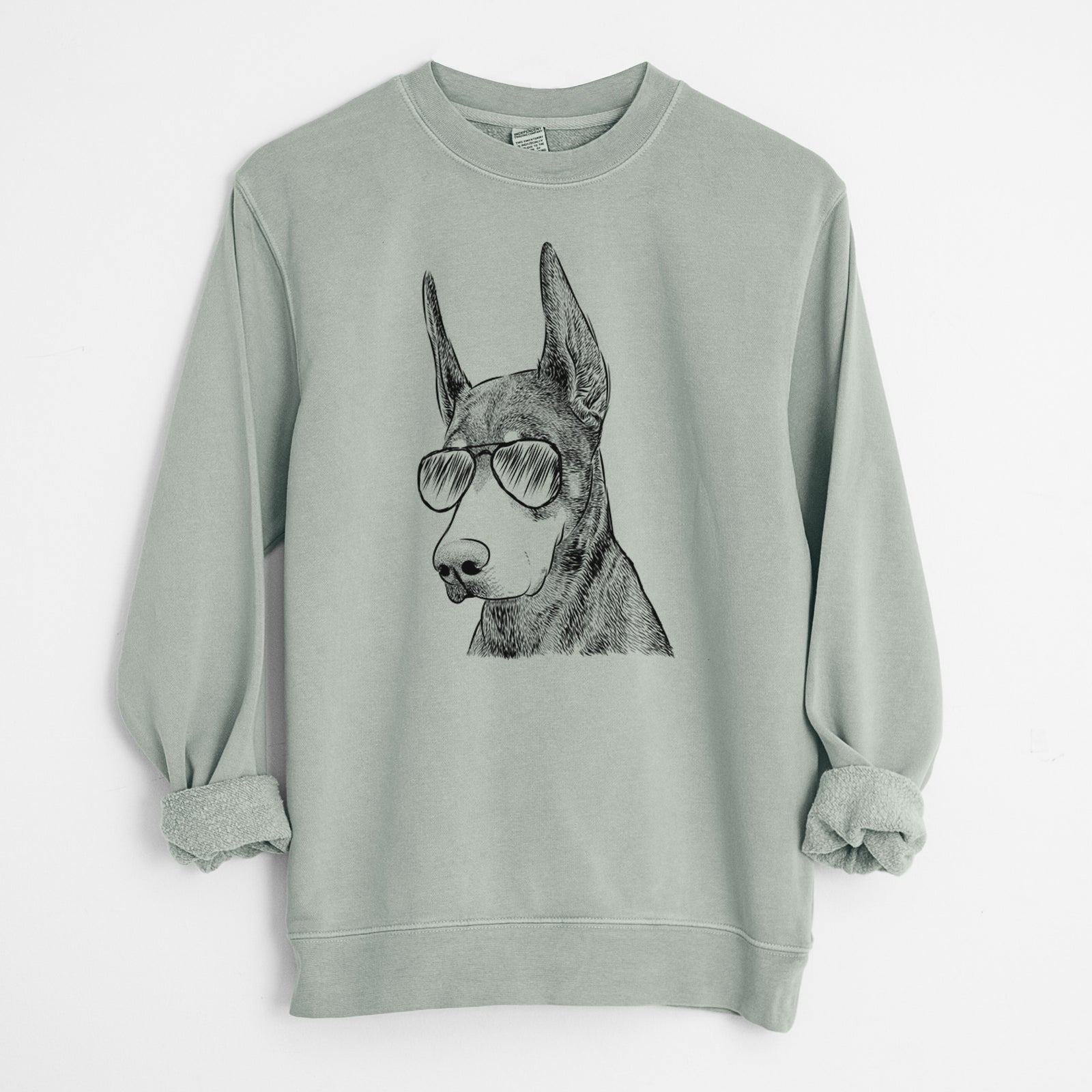 Aviator Sunny the Doberman Pinscher - Unisex Pigment Dyed Crew Sweatshirt