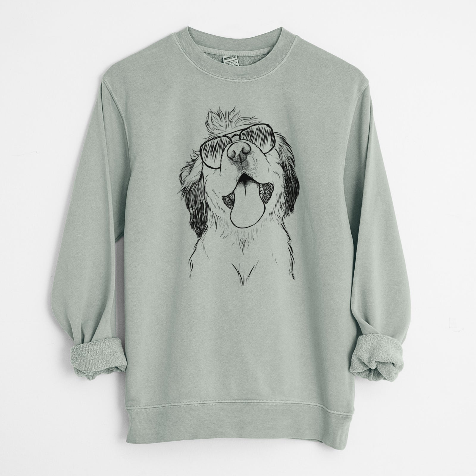 Aviator Sven the Double Merle Spaniel Aussie Mix - Unisex Pigment Dyed Crew Sweatshirt