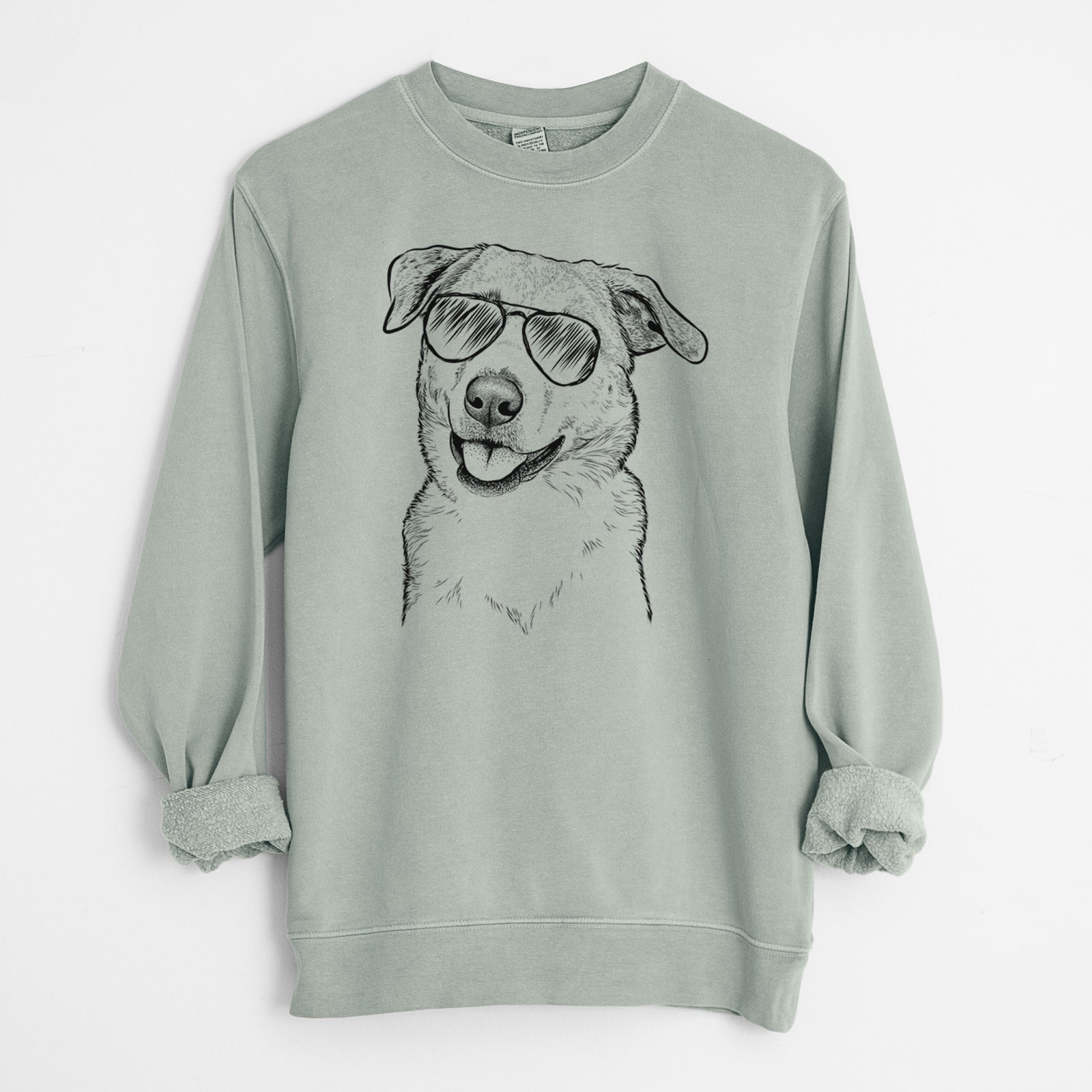 Aviator Sydney the Great Pyrenees Australian Shepherd Mix - Unisex Pigment Dyed Crew Sweatshirt