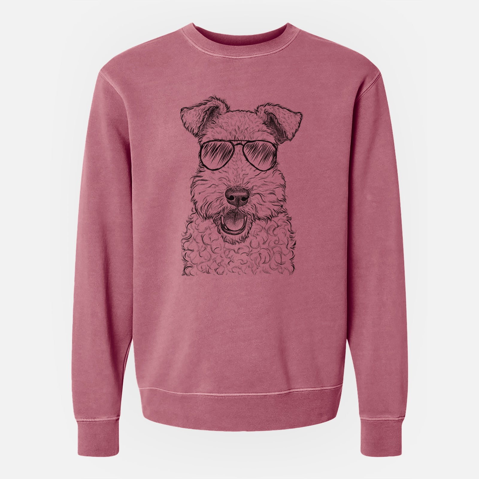 Aviator Ted the Wire Fox Terrier - Unisex Pigment Dyed Crew Sweatshirt