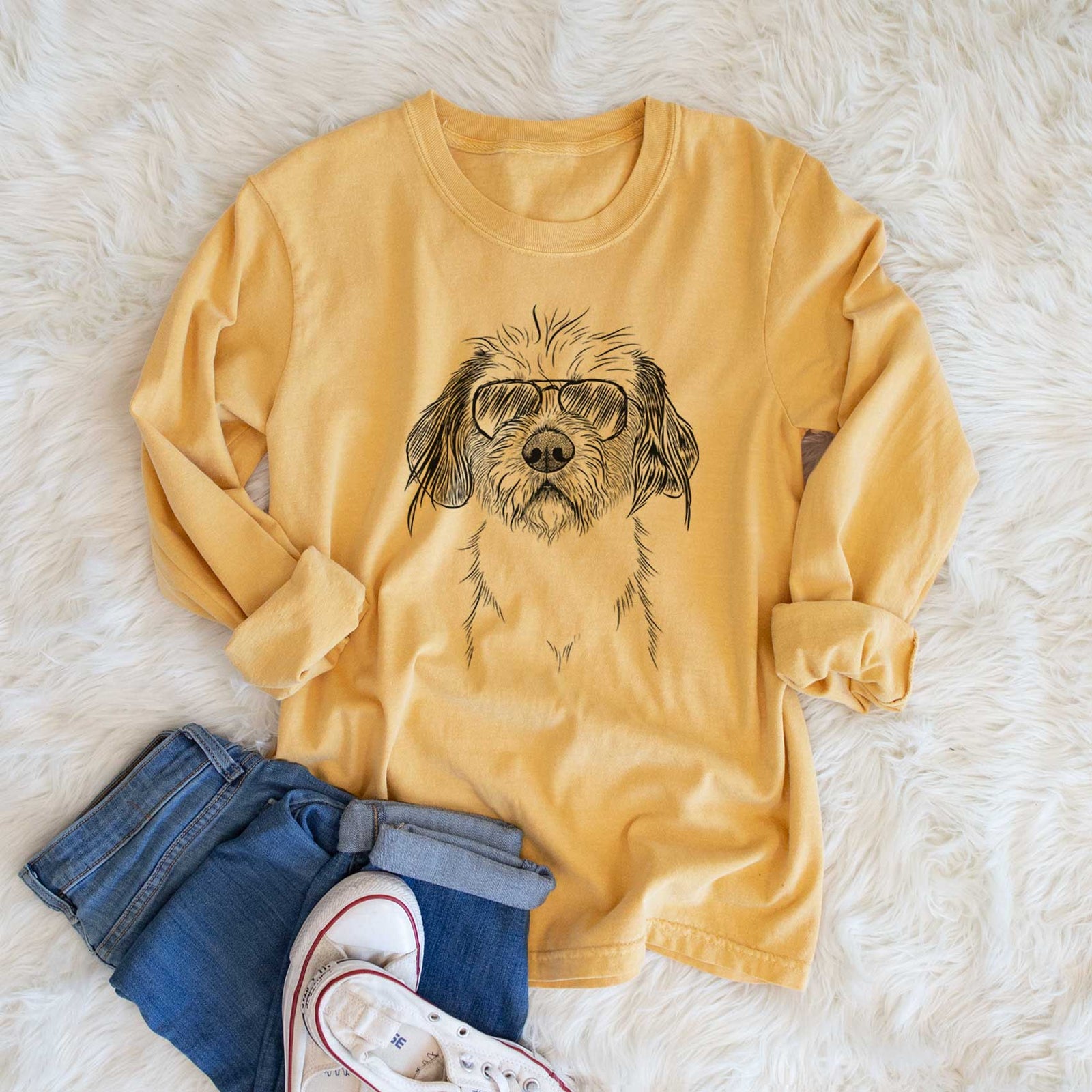 Aviators Tiny Tucker the Mixed Breed - Heavyweight 100% Cotton Long Sleeve