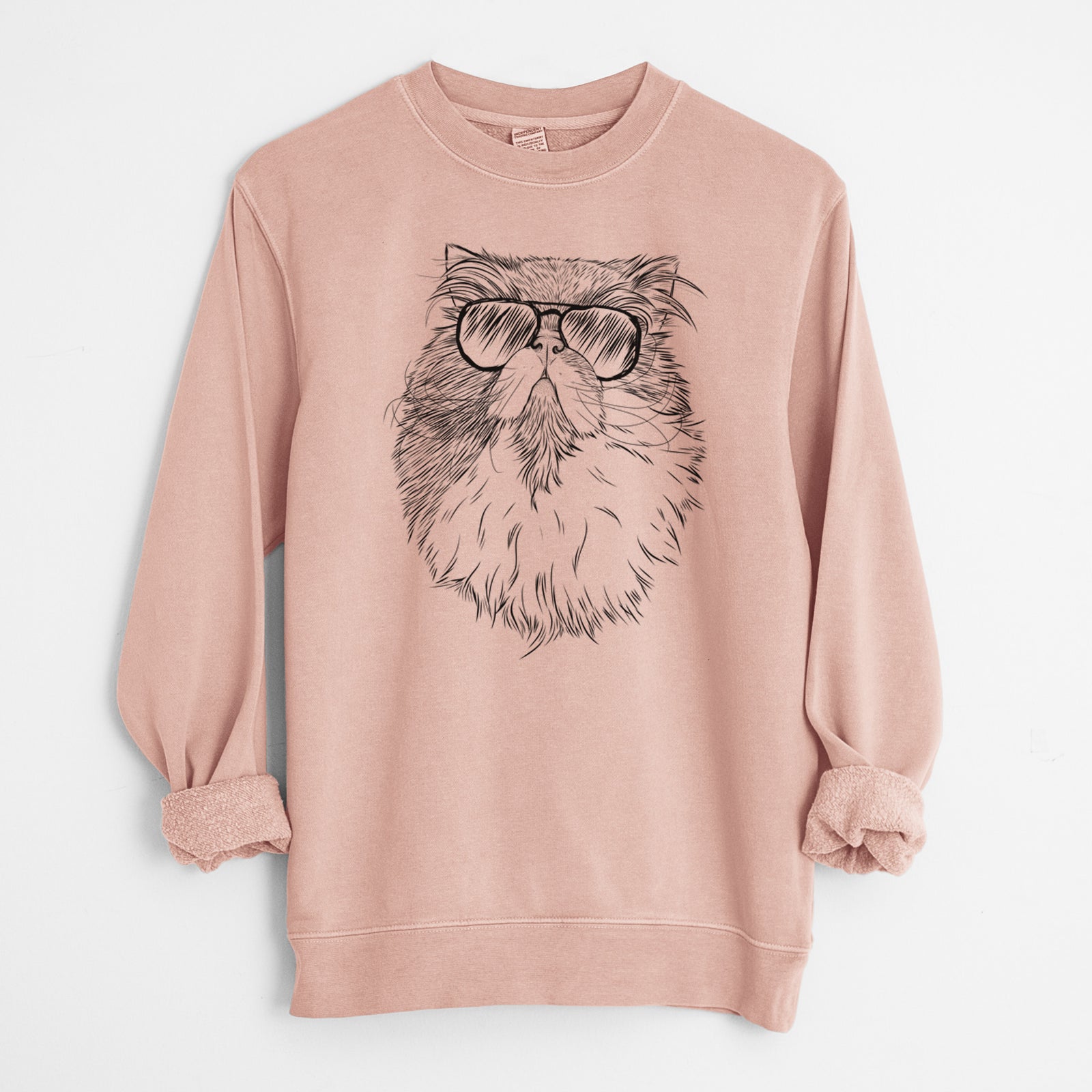 Aviator Tookie the Perisan Cat - Unisex Pigment Dyed Crew Sweatshirt