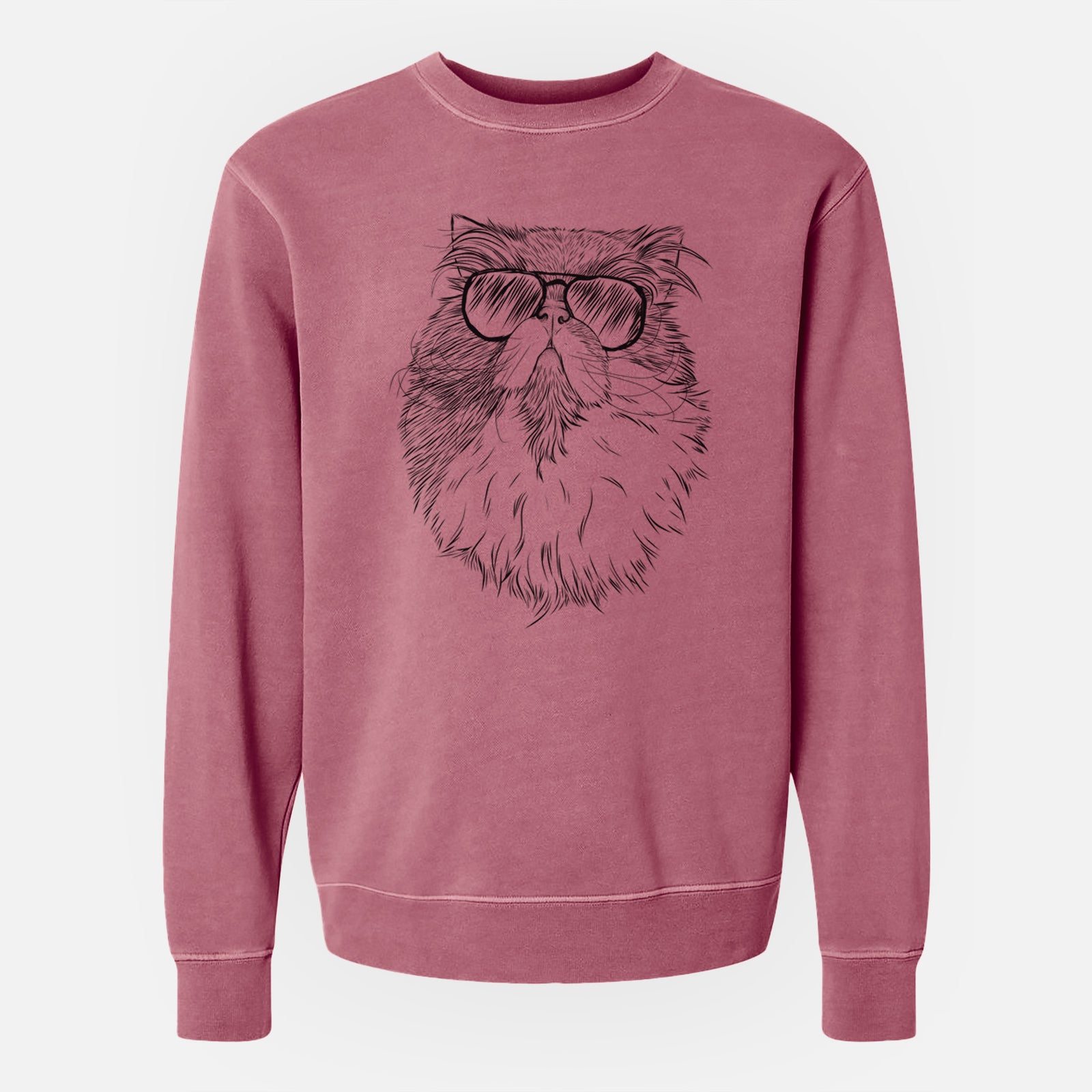 Aviator Tookie the Perisan Cat - Unisex Pigment Dyed Crew Sweatshirt