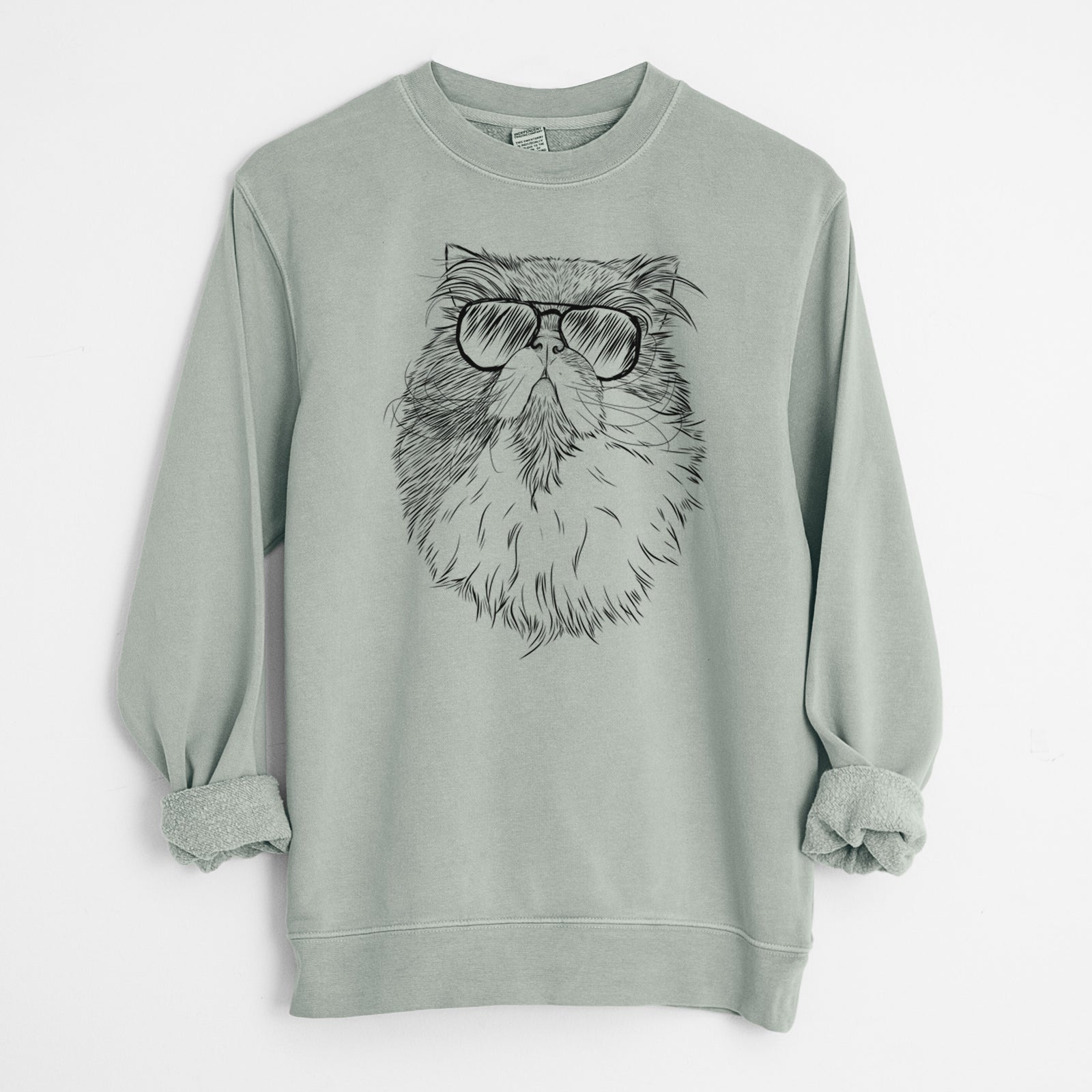 Aviator Tookie the Perisan Cat - Unisex Pigment Dyed Crew Sweatshirt