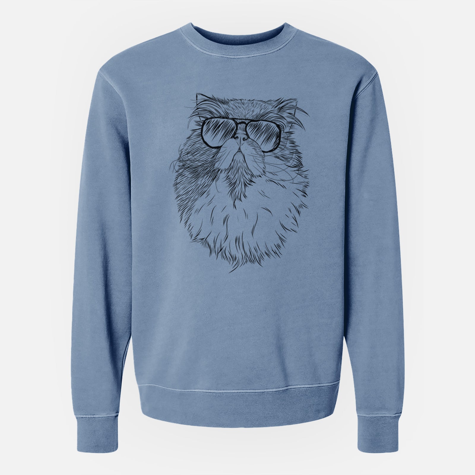 Aviator Tookie the Perisan Cat - Unisex Pigment Dyed Crew Sweatshirt