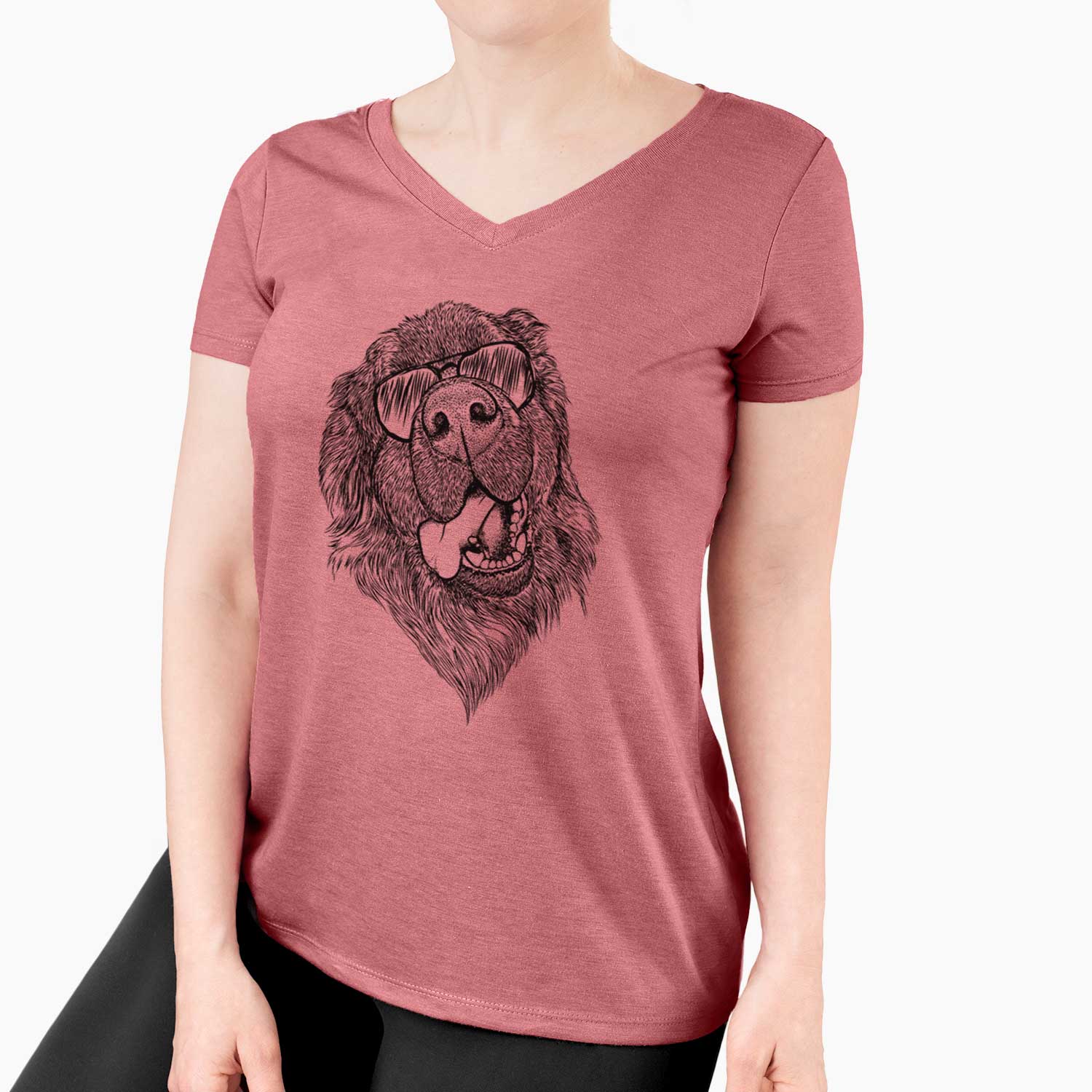 Aviator Tuna the Newfoundland - Women's V-neck Shirt