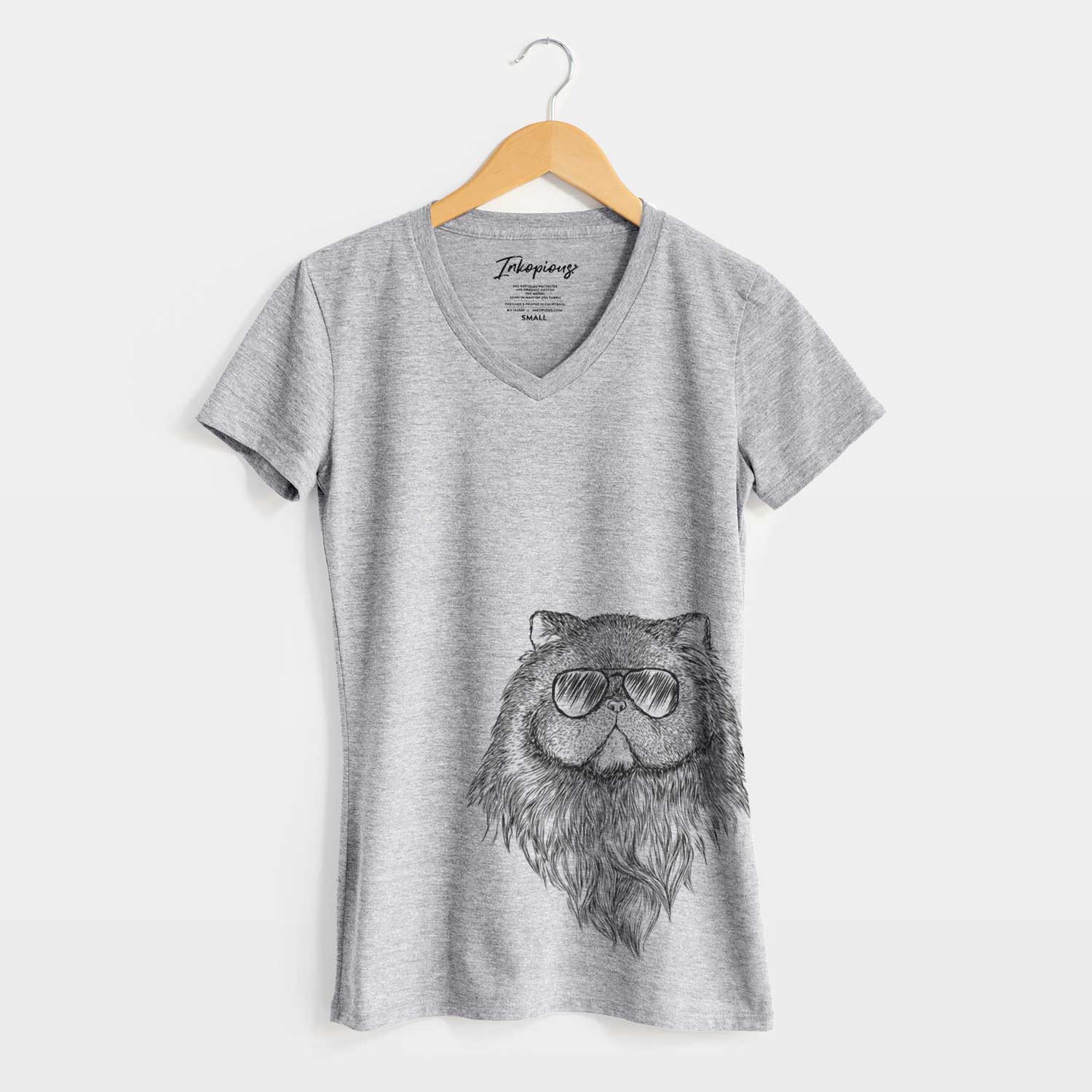 Aviator Vader the Persian Cat - Women's V-neck Shirt