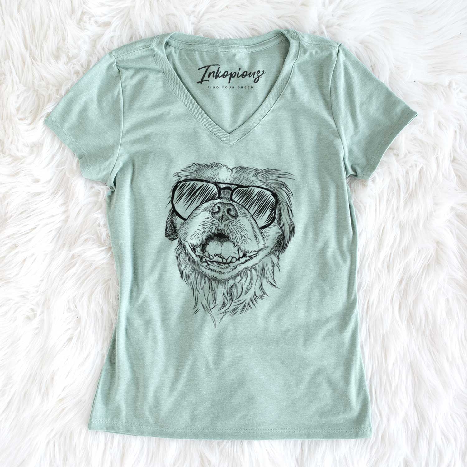 Aviator Wally the Pekingese - Women's V-neck Shirt
