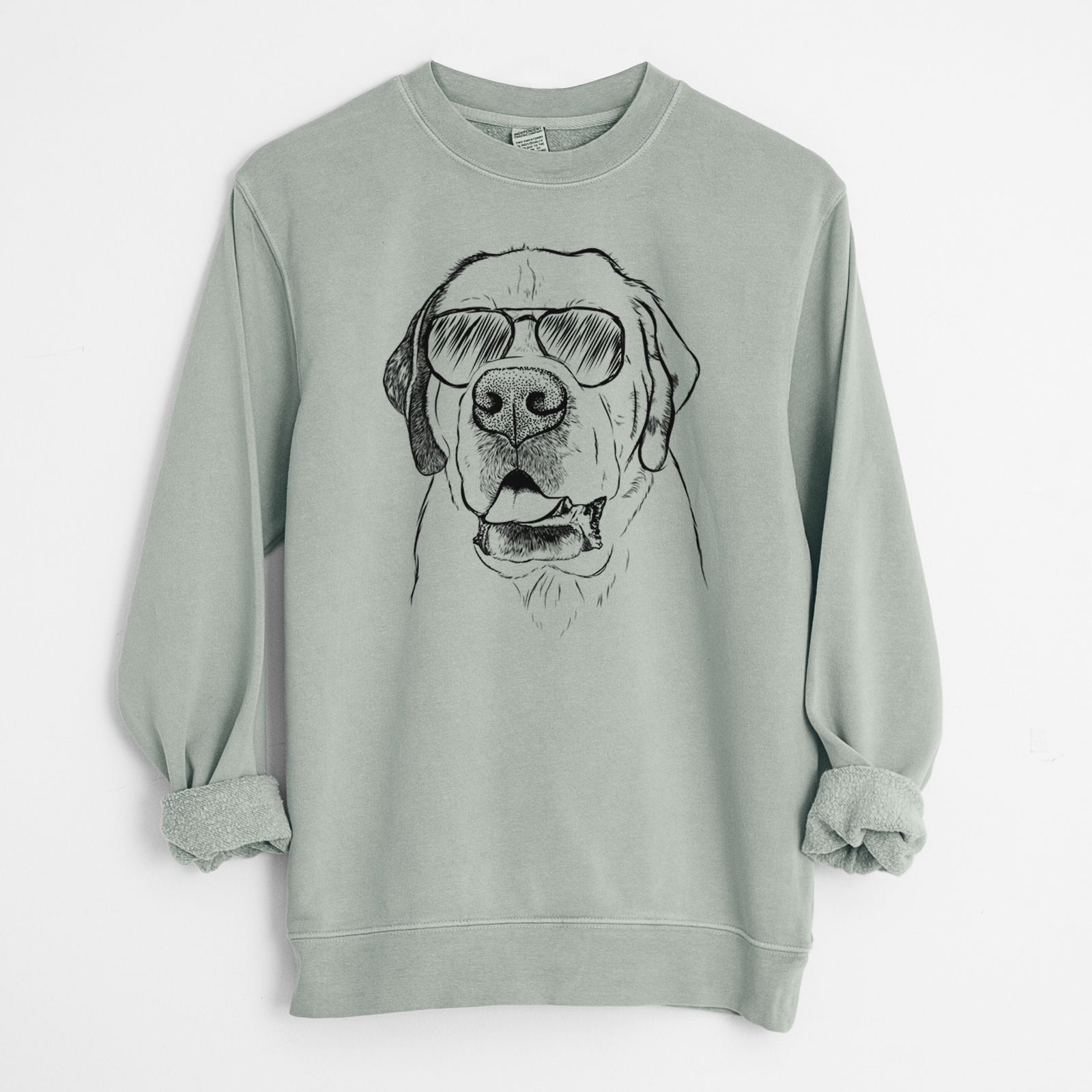 Aviator Wendy the Saint Bernard - Unisex Pigment Dyed Crew Sweatshirt