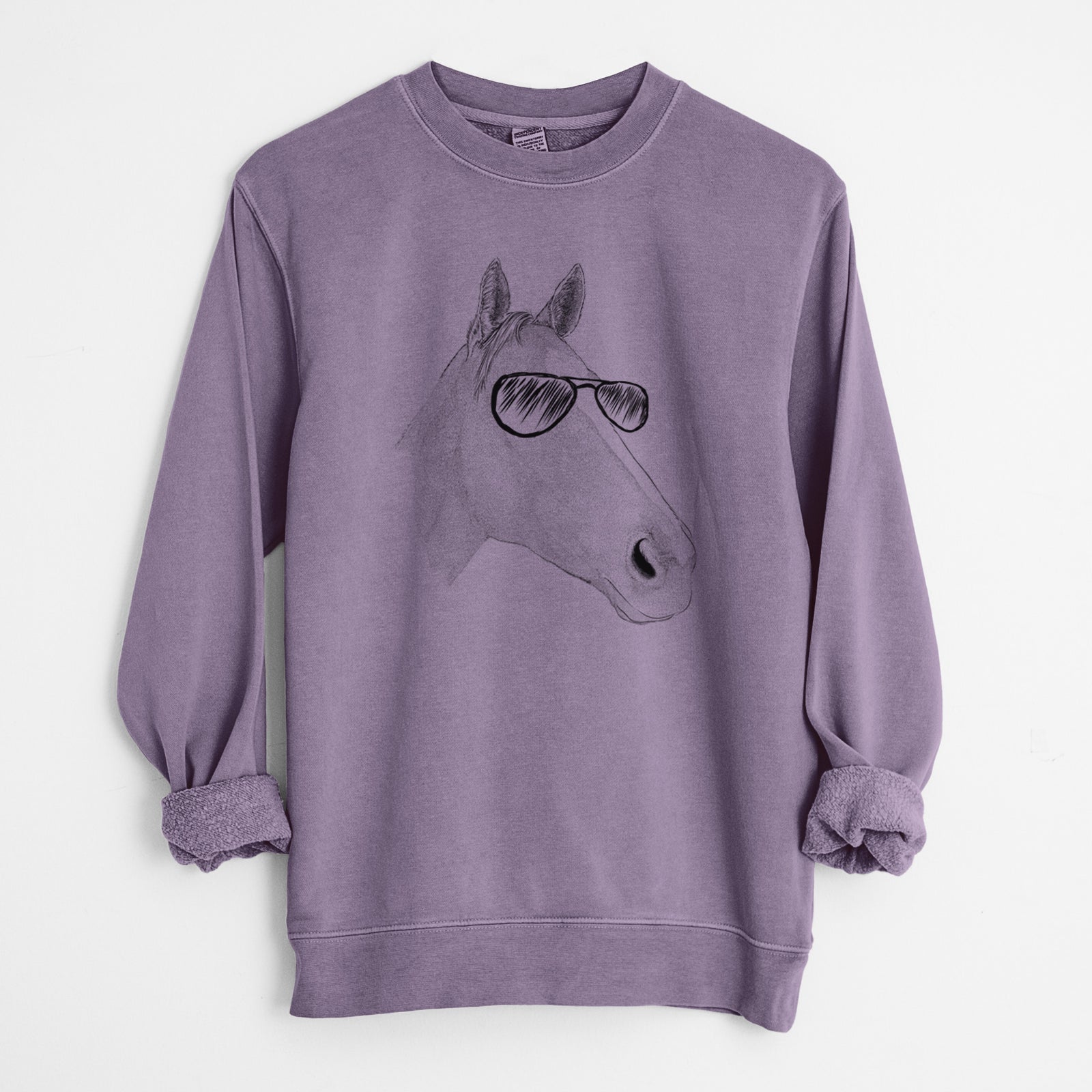 Aviator Westley the Horse - Unisex Pigment Dyed Crew Sweatshirt